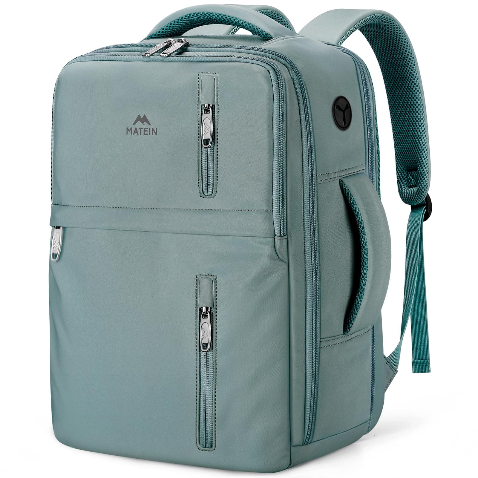 MATEIN Bagage Cabine 40x30x20, 24L Sac à Dos Voyage Cabine Avion pour Ryanair avec Sac Mouillé, Sac à Dos Ordinateur 15,6 Pouces avce Passe-Casque pour École, Voyages Travail, Cadeau Femme, Vert