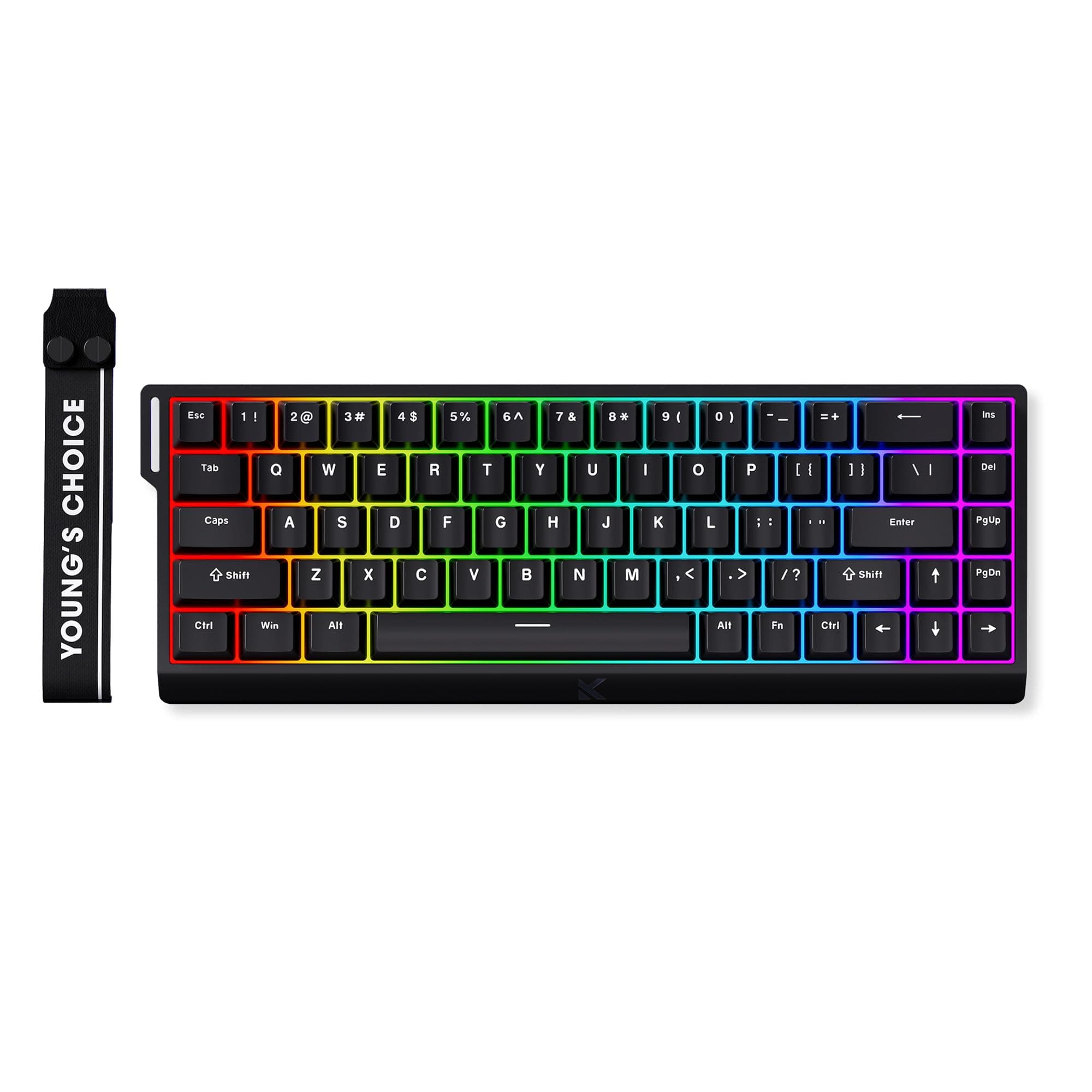 FOXMM x MCHOSE Ace68 HE Clavier Gaming 65% RGB Filaire, Rapid Trigger 8000Hz, Switch Magnétique à Effet Hall Ice Blue, Course Ajustable Ultra Précision 0,005 mm, pour Jeux FPS, Noir