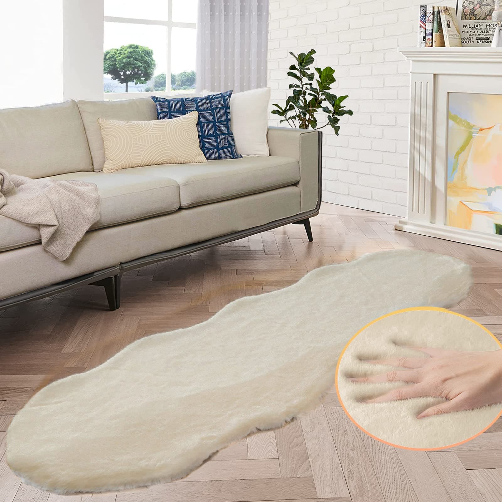 ORINOVA Tappeto Camera da Letto Beige 60x180 cm Salotto Morbido Tappeto Lavabile Moderno