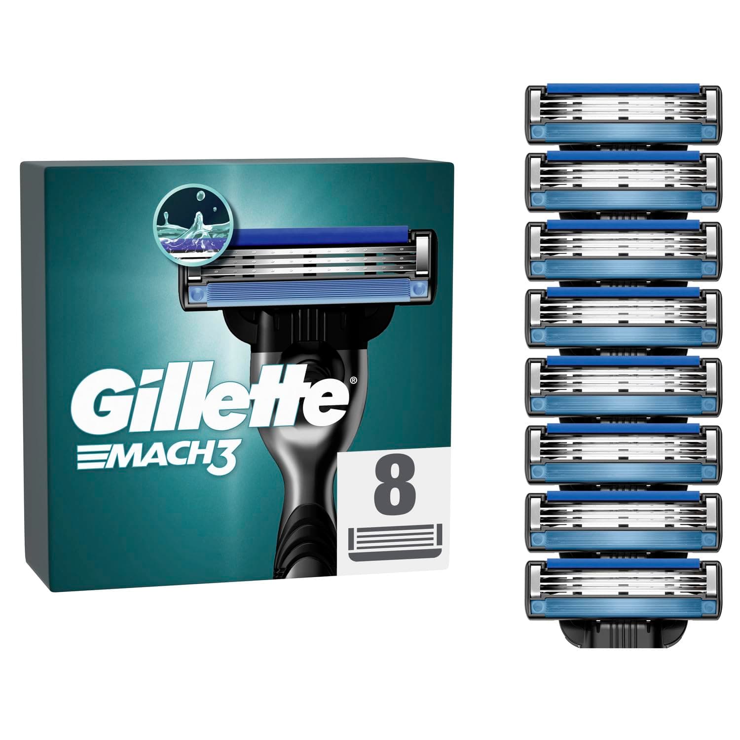 Gillette Mach3 Cuchillas de Afeitar Hombre, Paquete de 8 Cuchillas de Recambio (el embalaje puede variar)