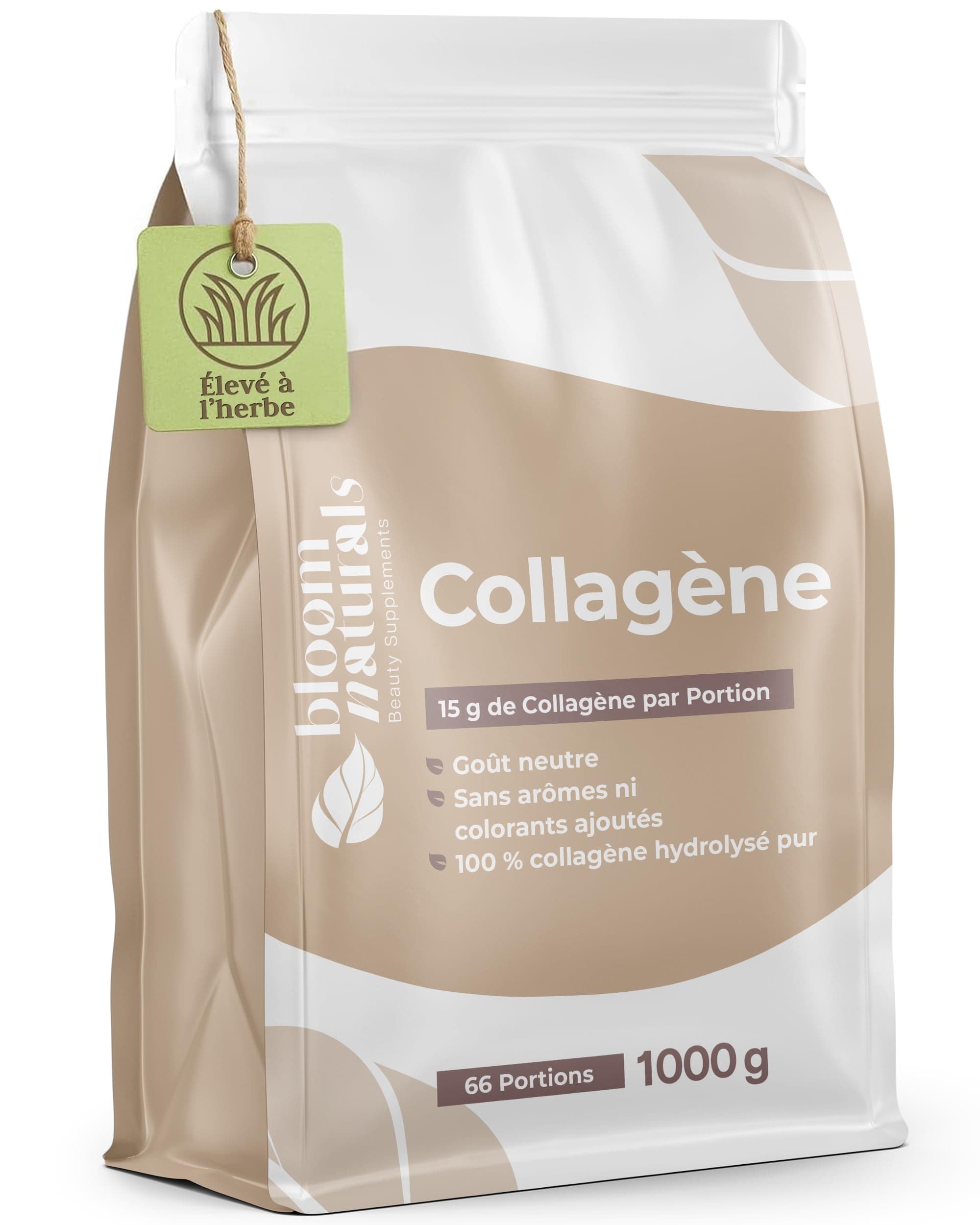 Collagene Poudre 1000g - 15g par Portion - 100% Collagène Hydrolysé Pur, Goût Neutre - 66 Portions - Produit en Allemagne