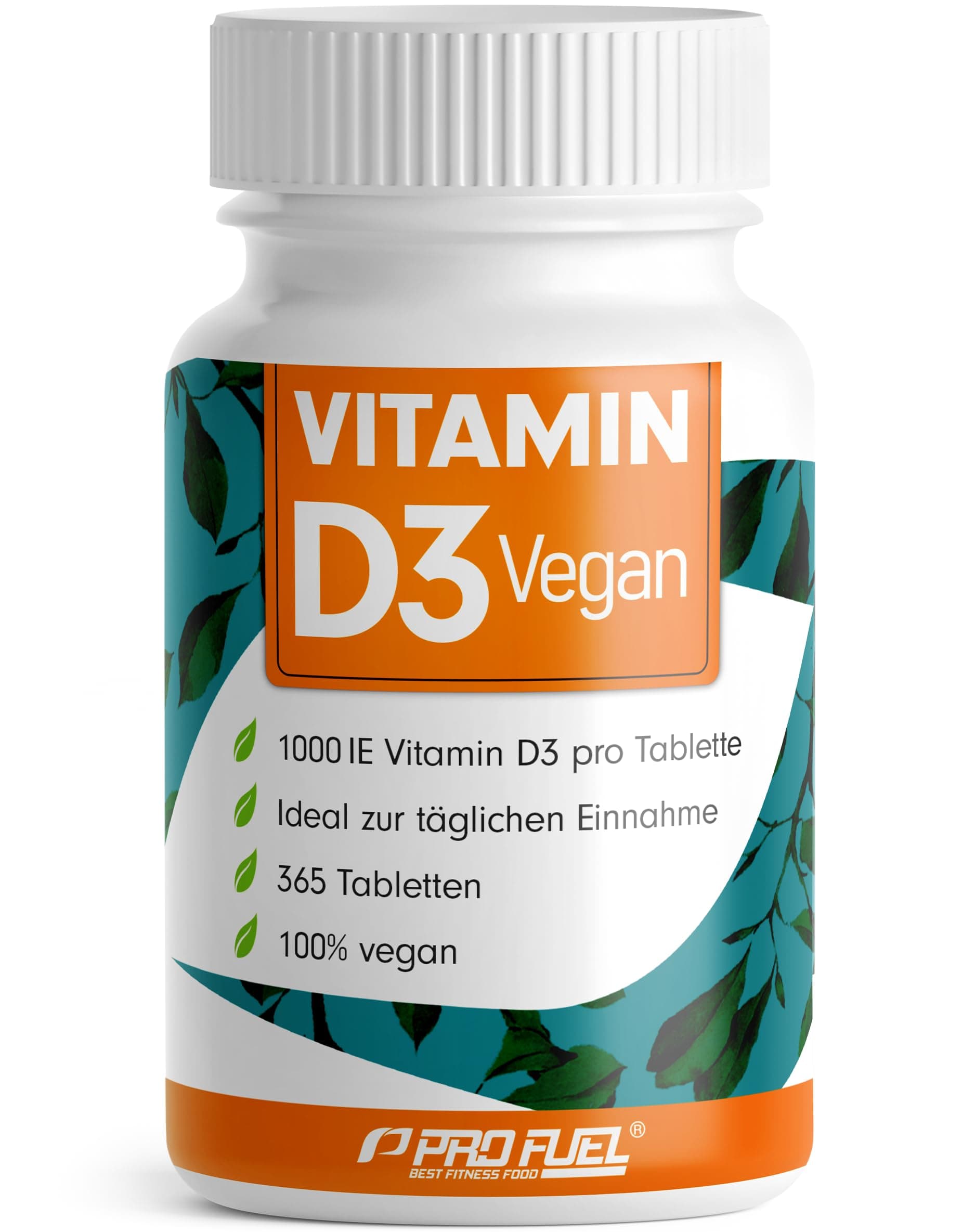 Vitamin D3 VEGAN 1000 IE - 365 Tabletten - Jahresvorrat Vitamin D3 - optimal hochdosiert mit Premium-Rohstoff RAWD3® - für Immunsystem und Knochen - laborgeprüft mit Zertifikat - 100% vegan