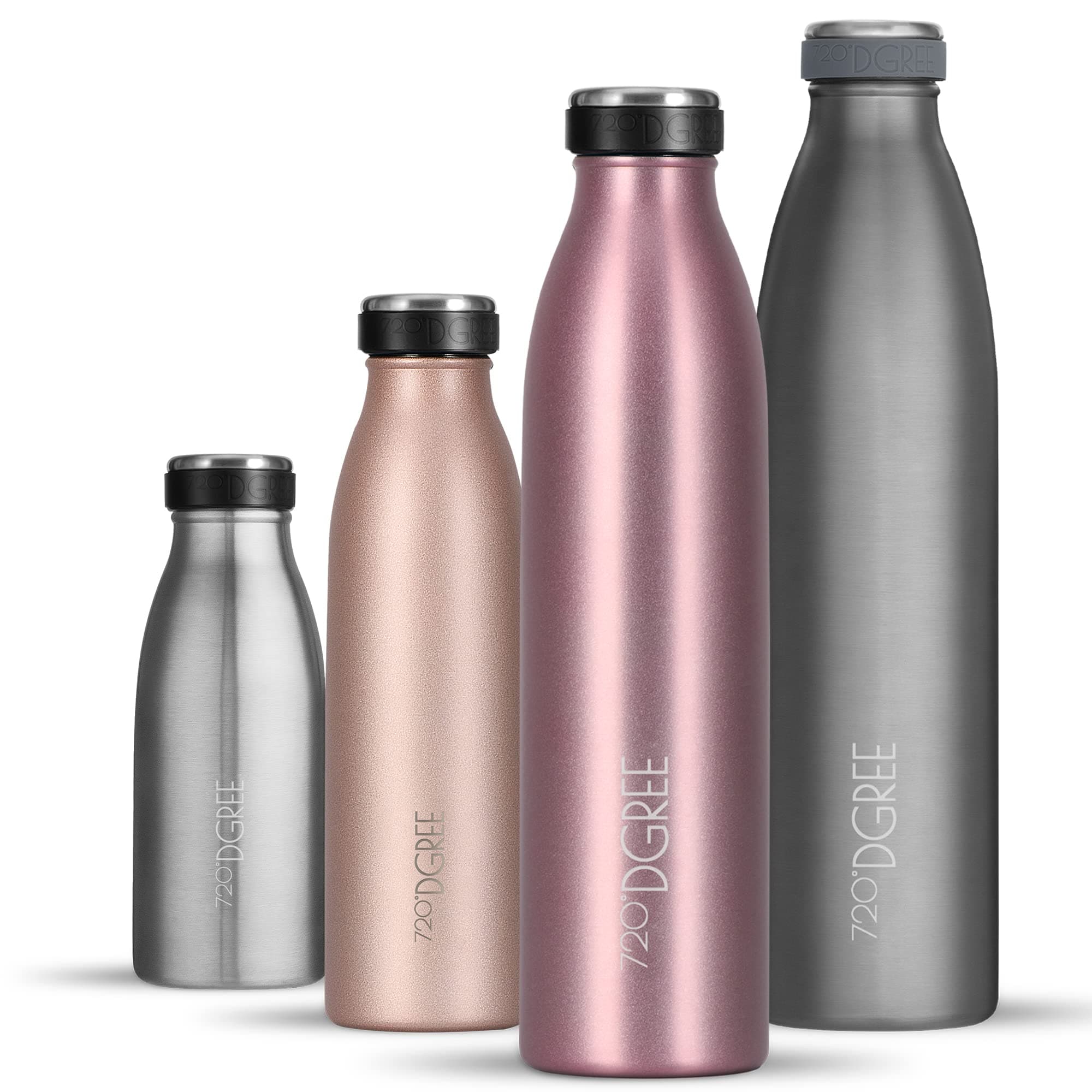 720°DGREE Edelstahl Trinkflasche “milkyBottle” - 750ml - BPA-Frei, Auslaufsicher, Kohlensäure geeignet - Thermosflasche für Sprudel, Sport, Uni, Schule, Fitness, Outdoor, Camping