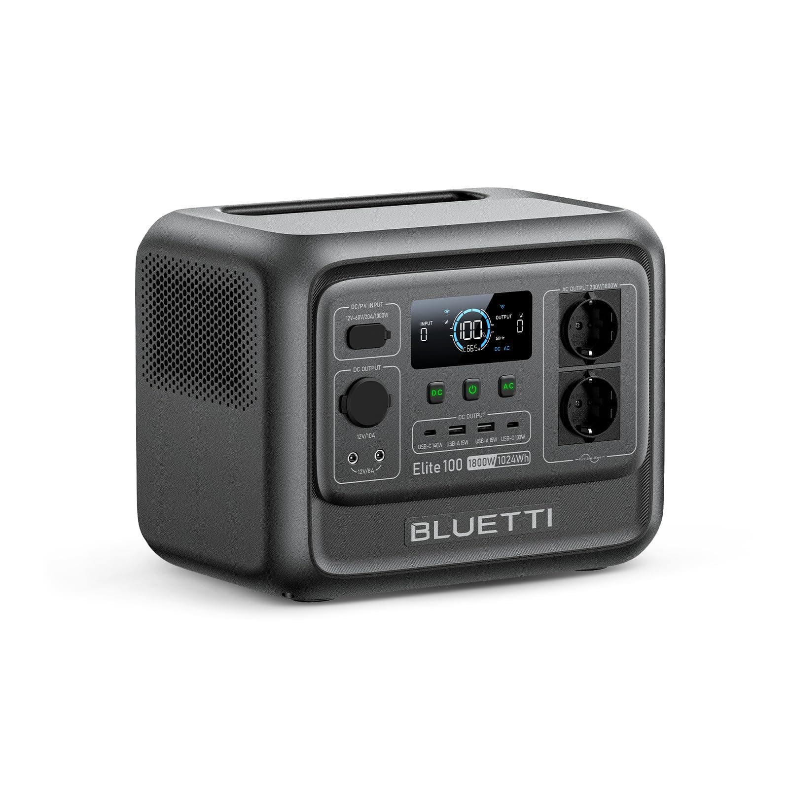 BLUETTI Elite 100 V2 Générateur Électrique Portable, Recharge de 0-100% en 70 Min, LFP 1024Wh & 1800W (3600W Surge) 2 Sorties CA, 35% Plus Compacte & Légère, Batterie Nomade pour Camping, Urgence