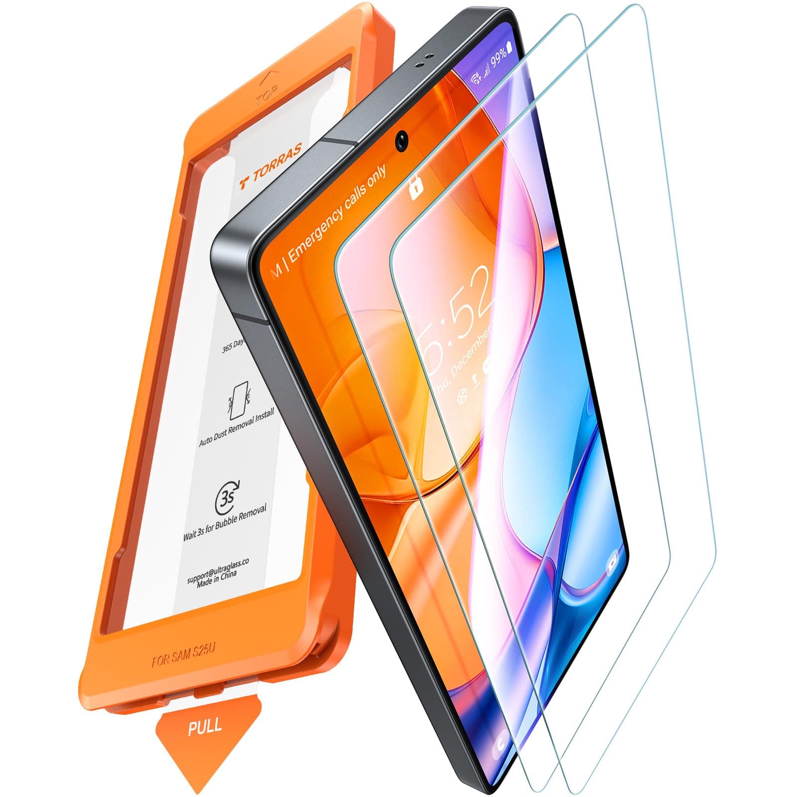 TORRAS für Samsung Galaxy S25 Ultra für Panzerglas [Full Screen] TOP Bruchsicherheit Folie für S25 Ultra Schutzfolie 9H+ Schutzglas [Auto-Installation] Anti-Fingerabdruck, 2 Stück