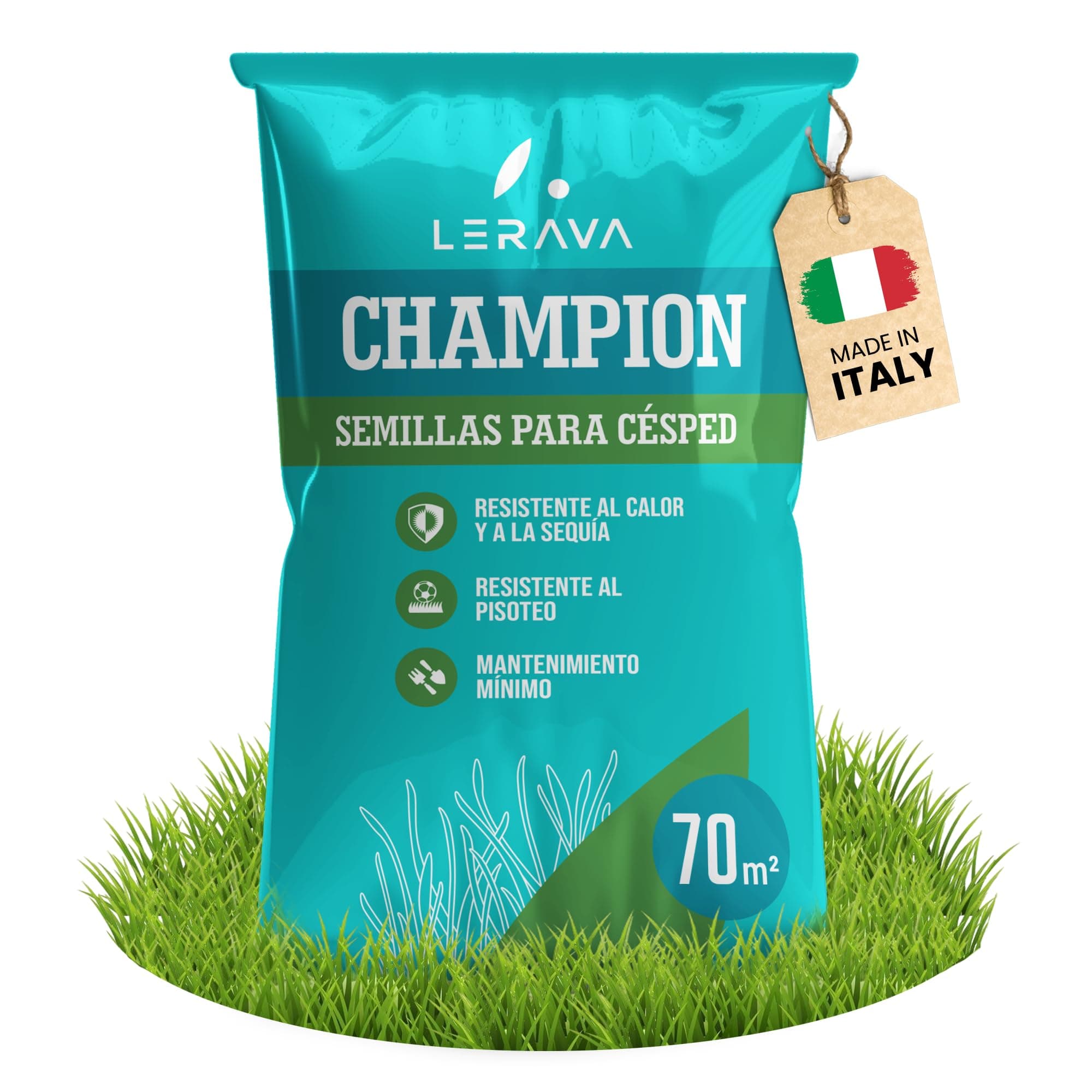 LERAVA CHAMPION semillas césped (70 m²) - césped resistente a la sequía - mezcla con festuca arundinacea - bajo consumo de agua y crecimiento rápido - ideal para jardín natural y repoblación
