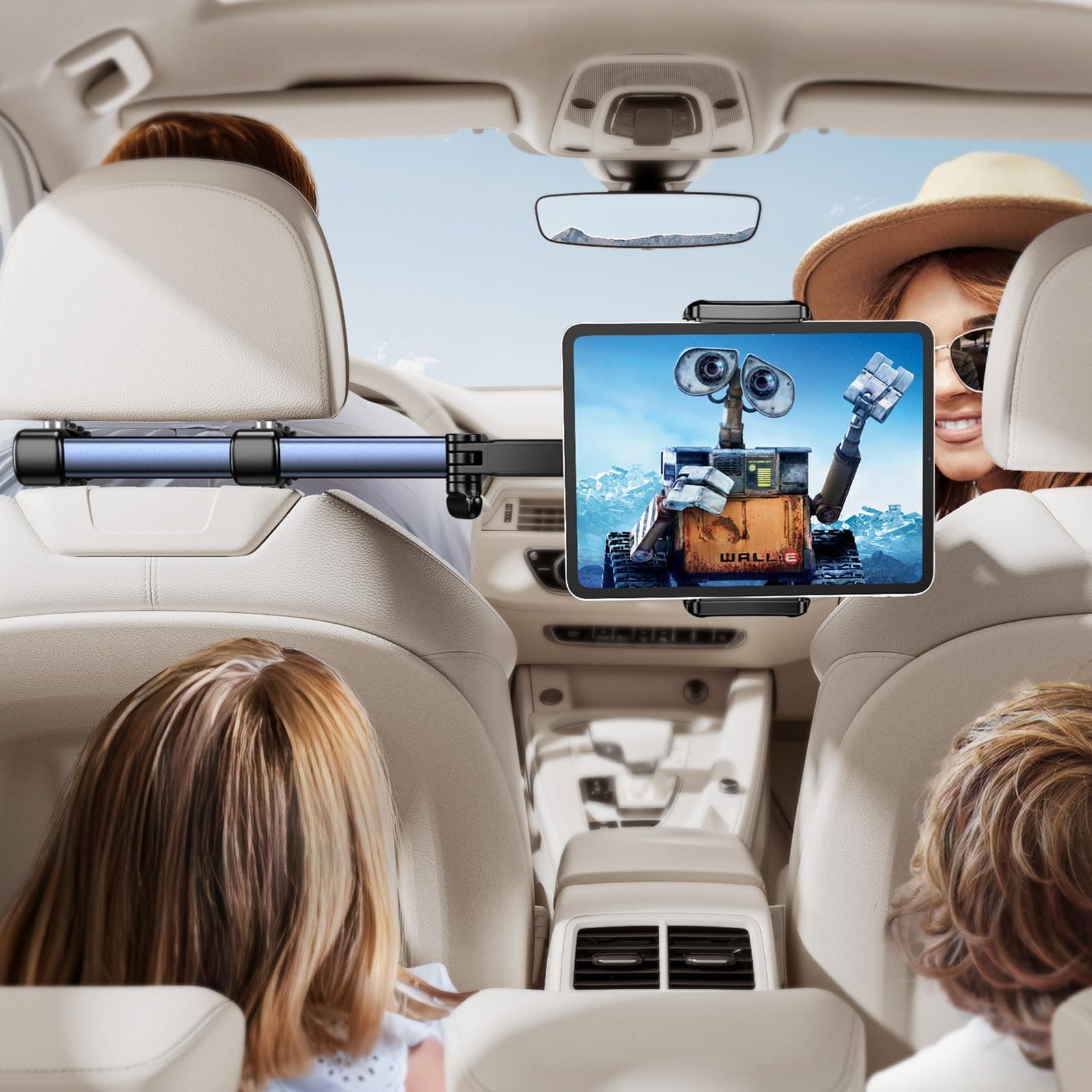 TRYONE Support Tablette Voiture appuie-tête – Bras Long 46 cm, 3-en-1 pour iPad, Switch, Smartphones 4,7–16,1", idéal Enfant & Voyage