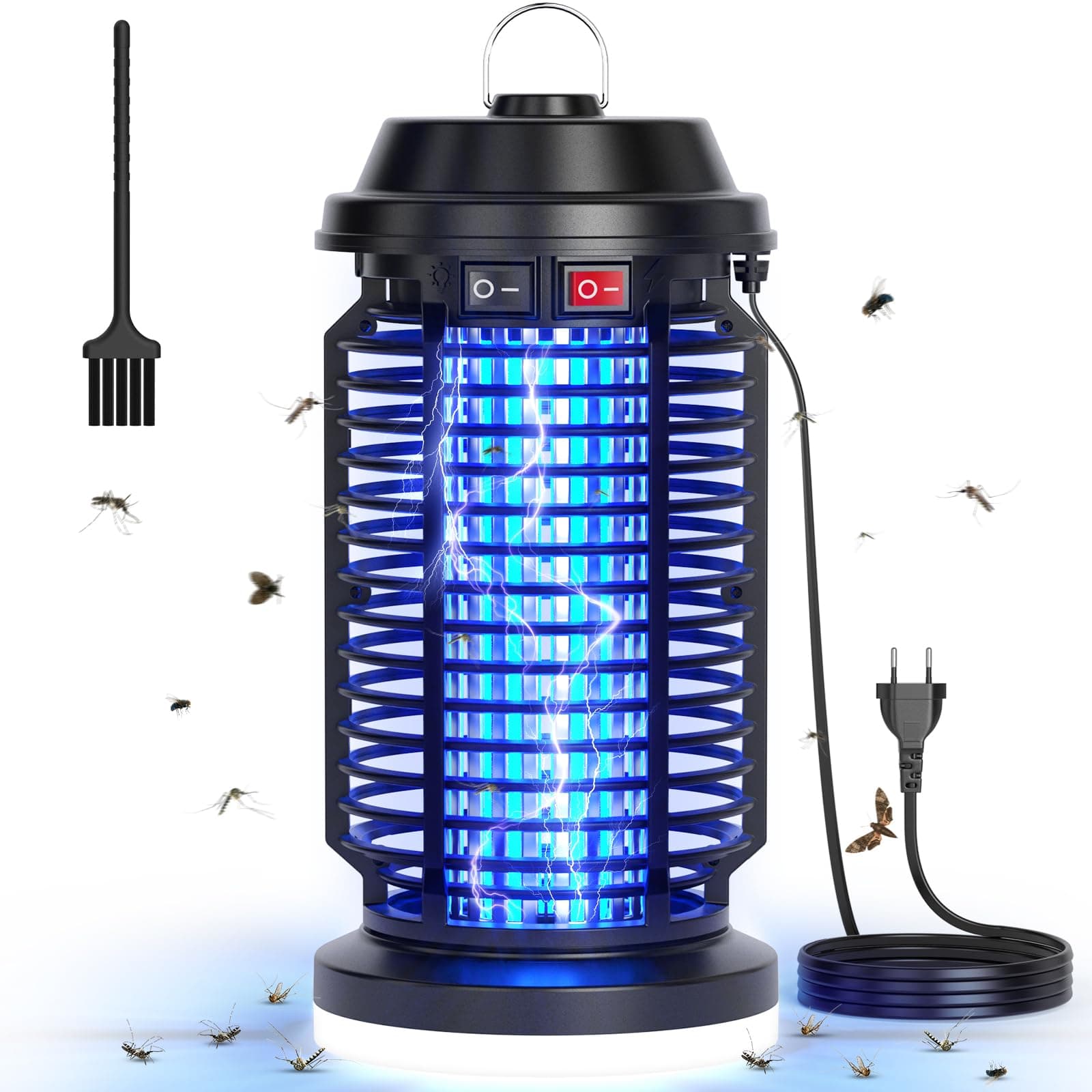 YISSVIC Lampada Antizanzare Elettrica 4200V con Luce LED, Impermeabile IPX4, Zanzariera Elettrica, Trappola UV per Zanzare per Giardino, Esterni e Interni, con Spazzole di Pulizia - Efficace e Sicura