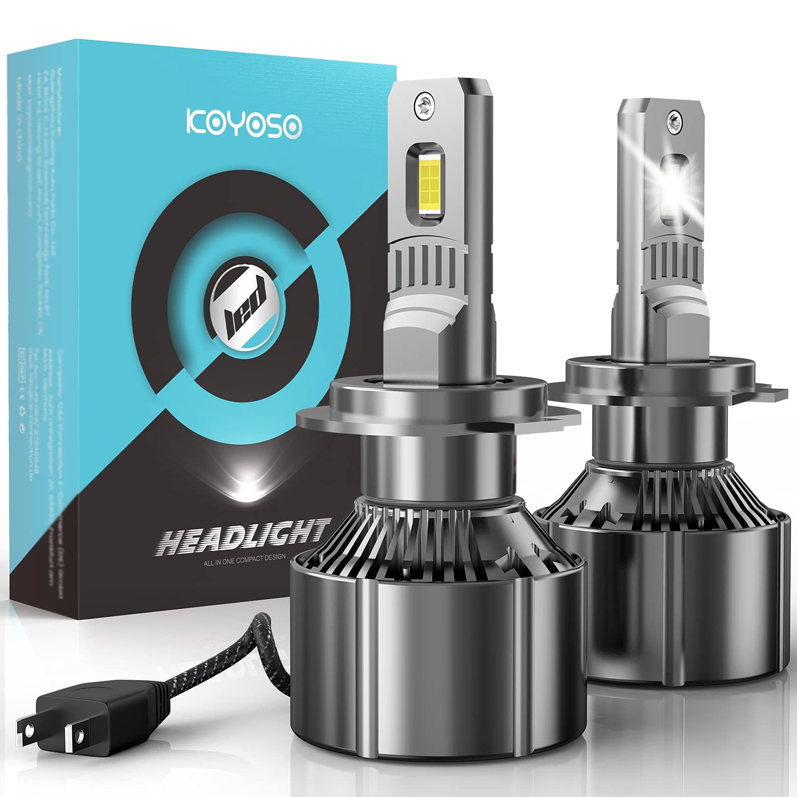 KOYOSO Lampadine H7 LED 180W 32000LM 6500K Bianco Per 12V Auto