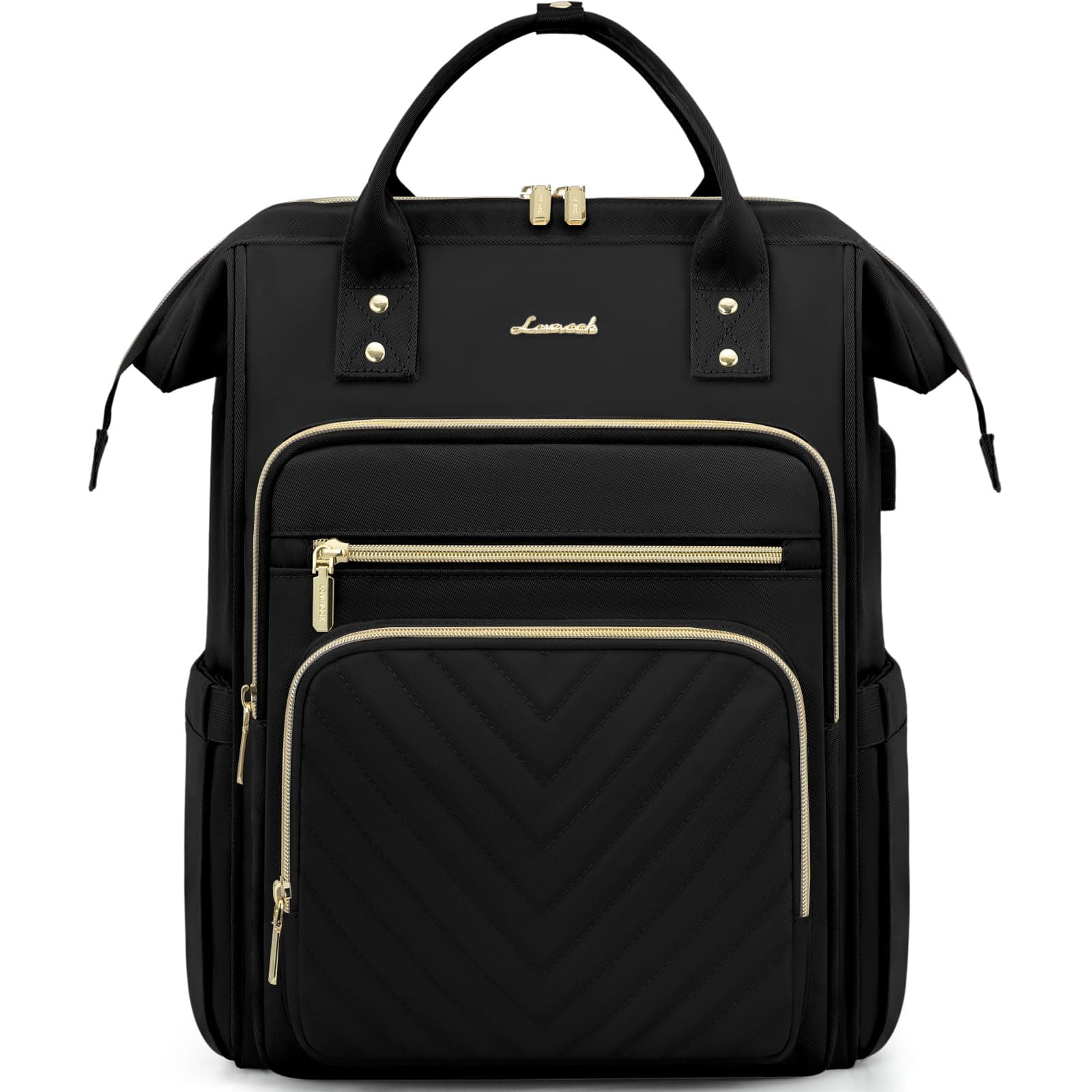 LOVEVOOK Rucksack Damen, 15,6 Zoll Laptop Schulrucksack Mädchen Wasserdicht, Elegant Arbeitstasche Lehrertasche Reiserucksack, Schultasche Tagesrucksack Backpack Women für Uni Büro Reise, Schwarz