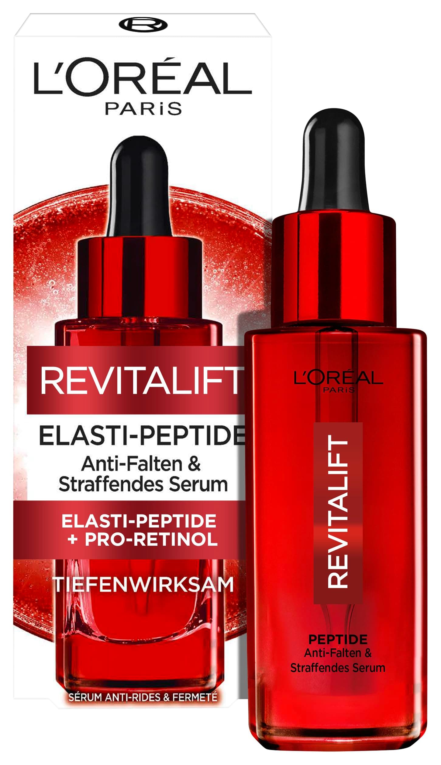 L'Oréal Paris Straffendes Serum für Frauen: verleiht der Haut mehr Elastizität & Straffheit & Feuchtigkeit mit Pro-Elastin & Hyaluronsäure & Adenosin, Revitalift, 1x 30ml