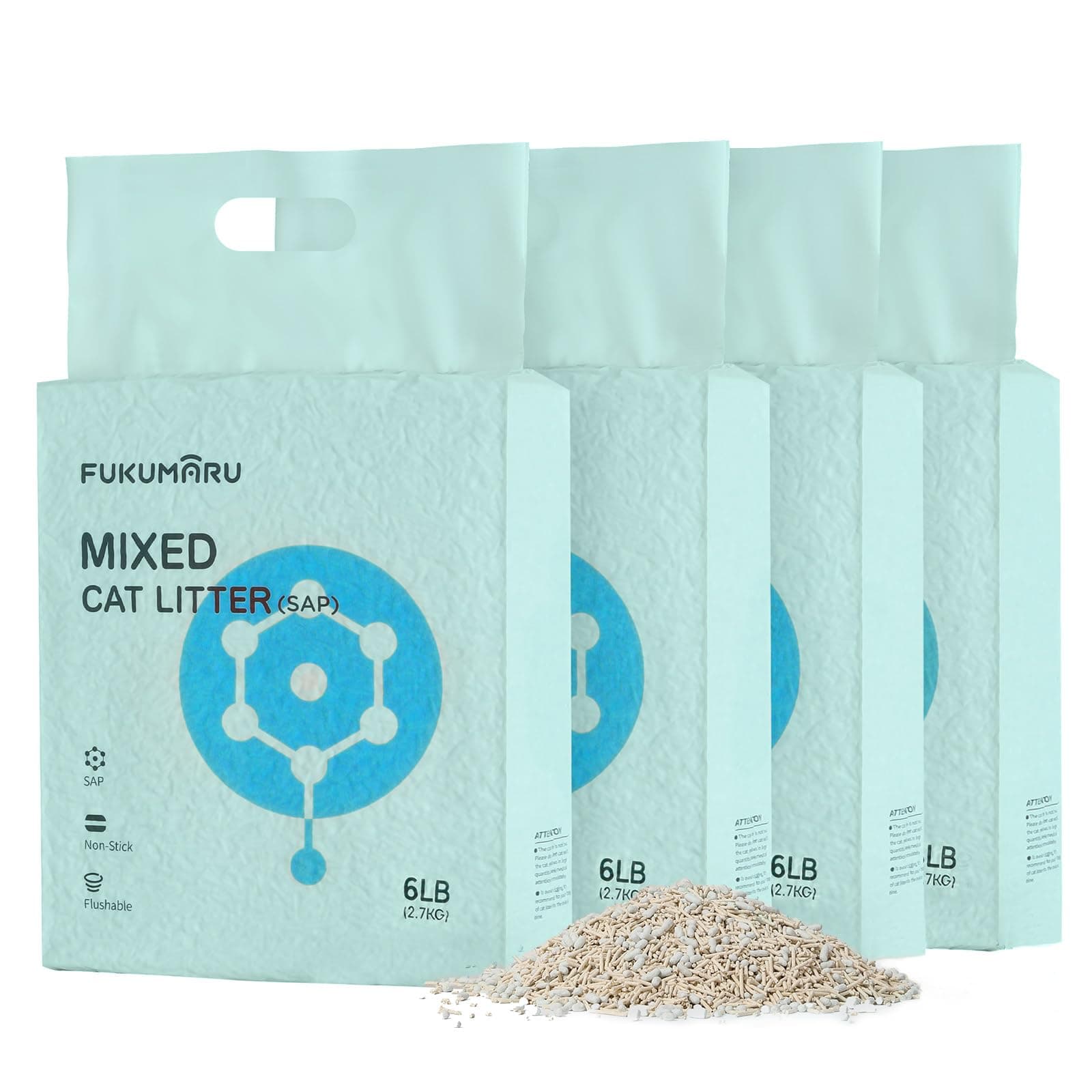 FUKUMARU Arena de Tofu para Gatos 10.8 kg, Arena aglomerante rápida para Gatos con Material superabsorbente, absorción instantánea, sin Polvo, bajo Rastro, Control de olores