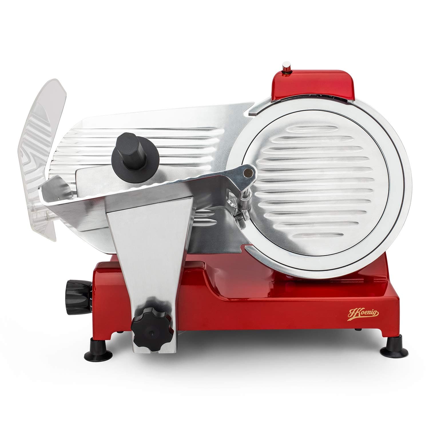 h.koenig Affettatrice Elettrica Professionale MSX254 per Salumi,Pane,Formaggio,240W,Lama Italiana 25cm,Spessore 0-12 mm,Affilatore Integrato,282RPM