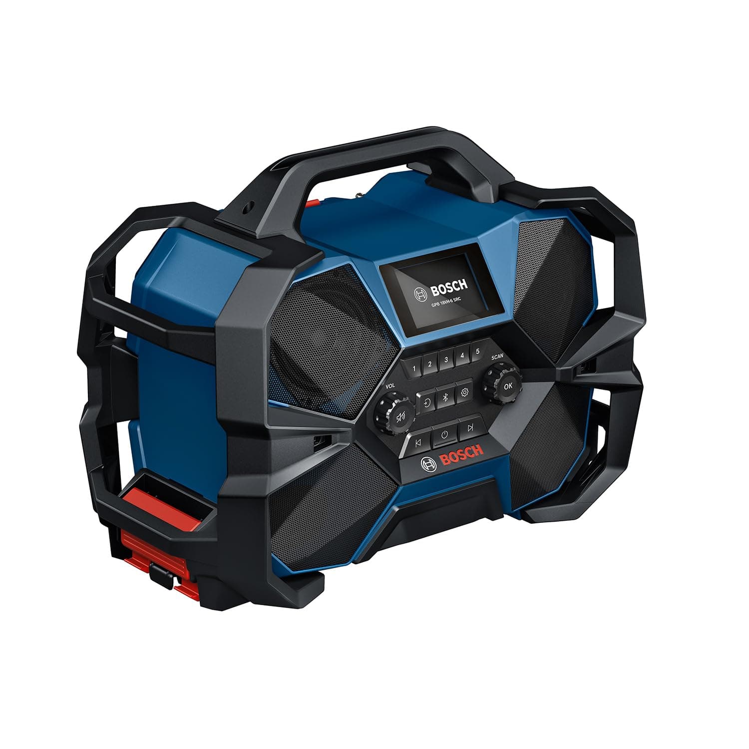 Bosch PRO 18V/12V System Akku-Baustellenradio GPB 18VH-6 SRC (Laden im Werkzeug für 18V & 12V, inkl. Flaschenöffner, 2x AAA-Batterie, Displayschutzfolie, ohne Akku/Ladegerät)