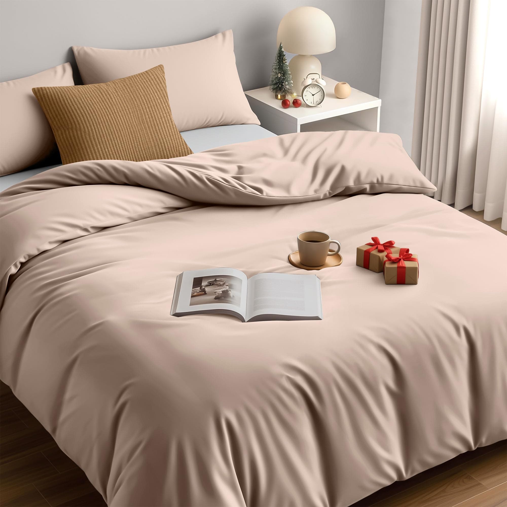 Utopia Bedding Funda Nordica Cama 150 - Microfibra Juego de Funda Edredon 230x220 cm y 2 Fundas de Almohada 50x75 cm (Beige)