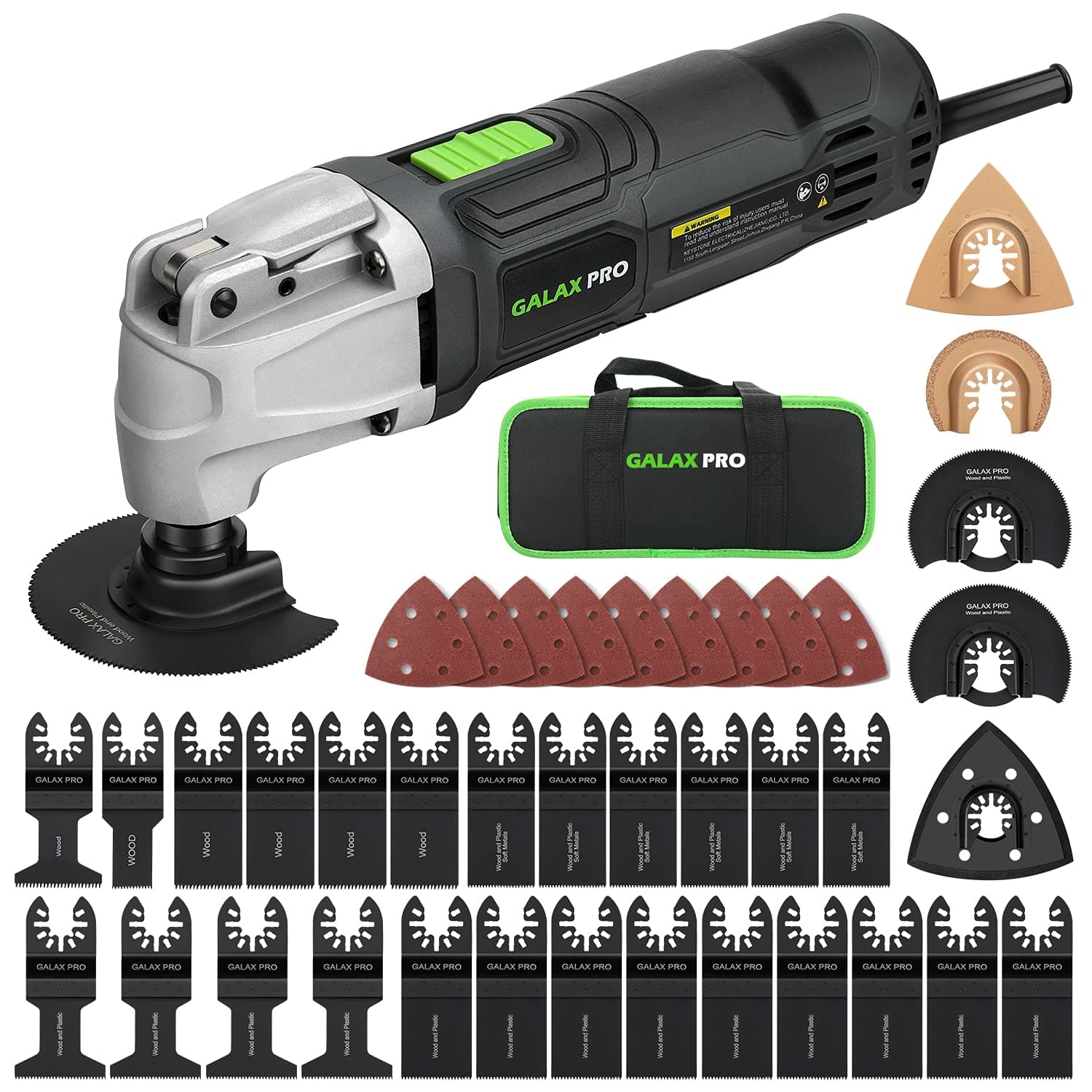 GALAX PRO Outils oscillants, 6 vitesses variables 15000-22000RPM Outil multifonction 260W, 39 pièces Accessoires avec lames multifonctions à fixation rapide avec sac de transport
