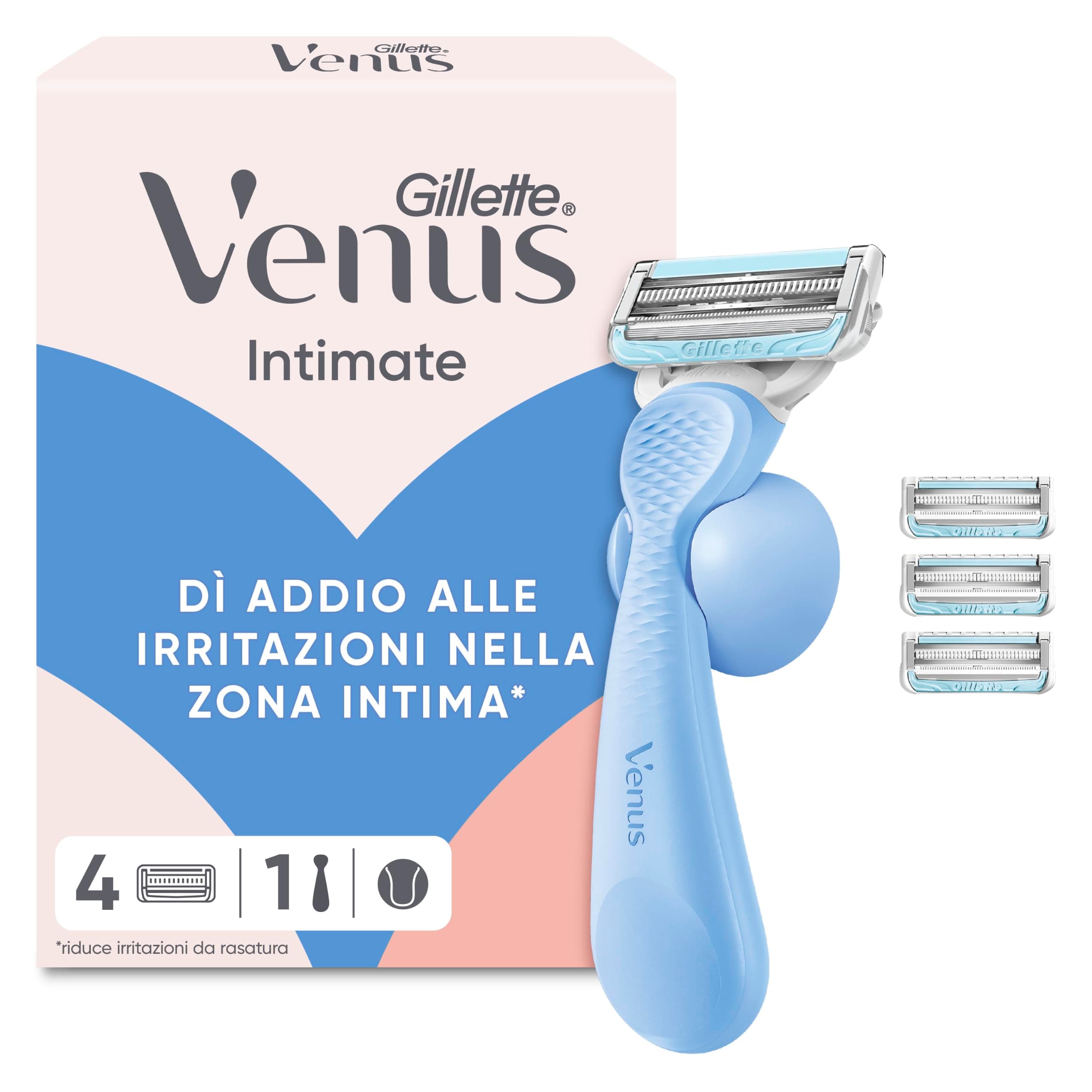 Gillette Venus Rasoio Donna Parti Intime + 4 Lamette di Ricambio