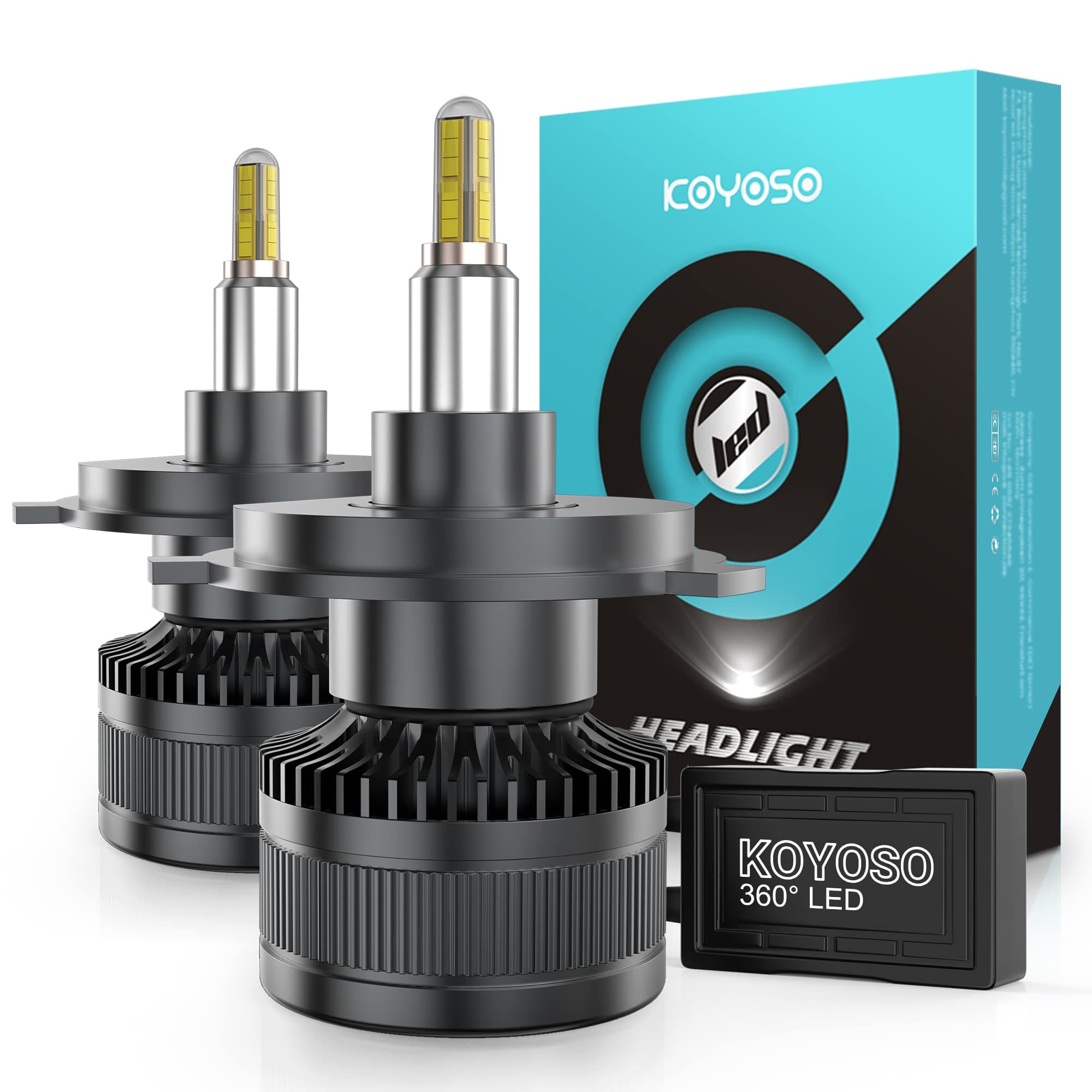 KOYOSO H4 LED Lampadine 360° 30000LM 160W LED Lampada per 12V Auto 6500K Bianco