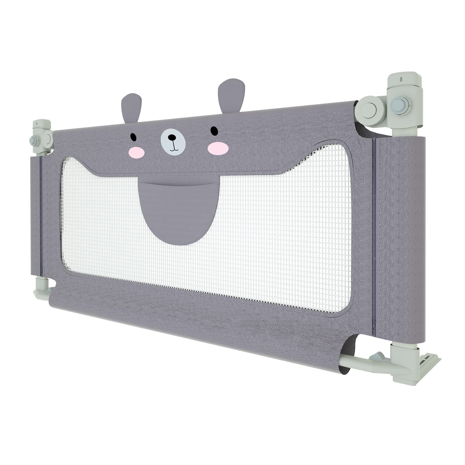 UISEBRT Barrera de cama infantil de 200 cm, protección contra caídas para niños, altura ajustable, barrera para cama y cuna, gris