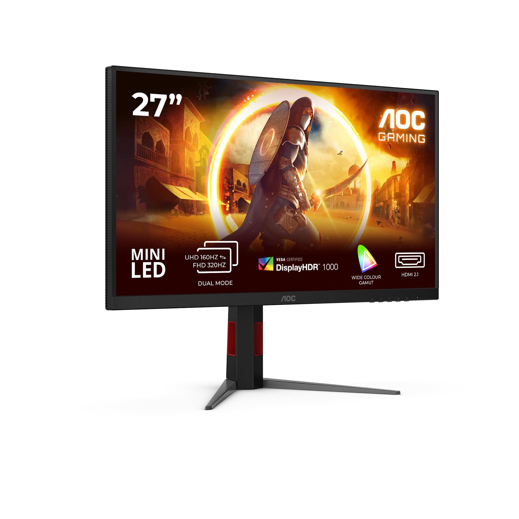 AOC Gaming Monitor U27G4XM 27 pollici, 3840x2160, UHD, 160Hz, Fast IPS Panel, 1ms GtG, USB Hub, Height Adjustment, (HDMI2x 2.1 DP 1x 1.4) Adaptive Sync, HDR1000, G-Sync Compatible, Nero