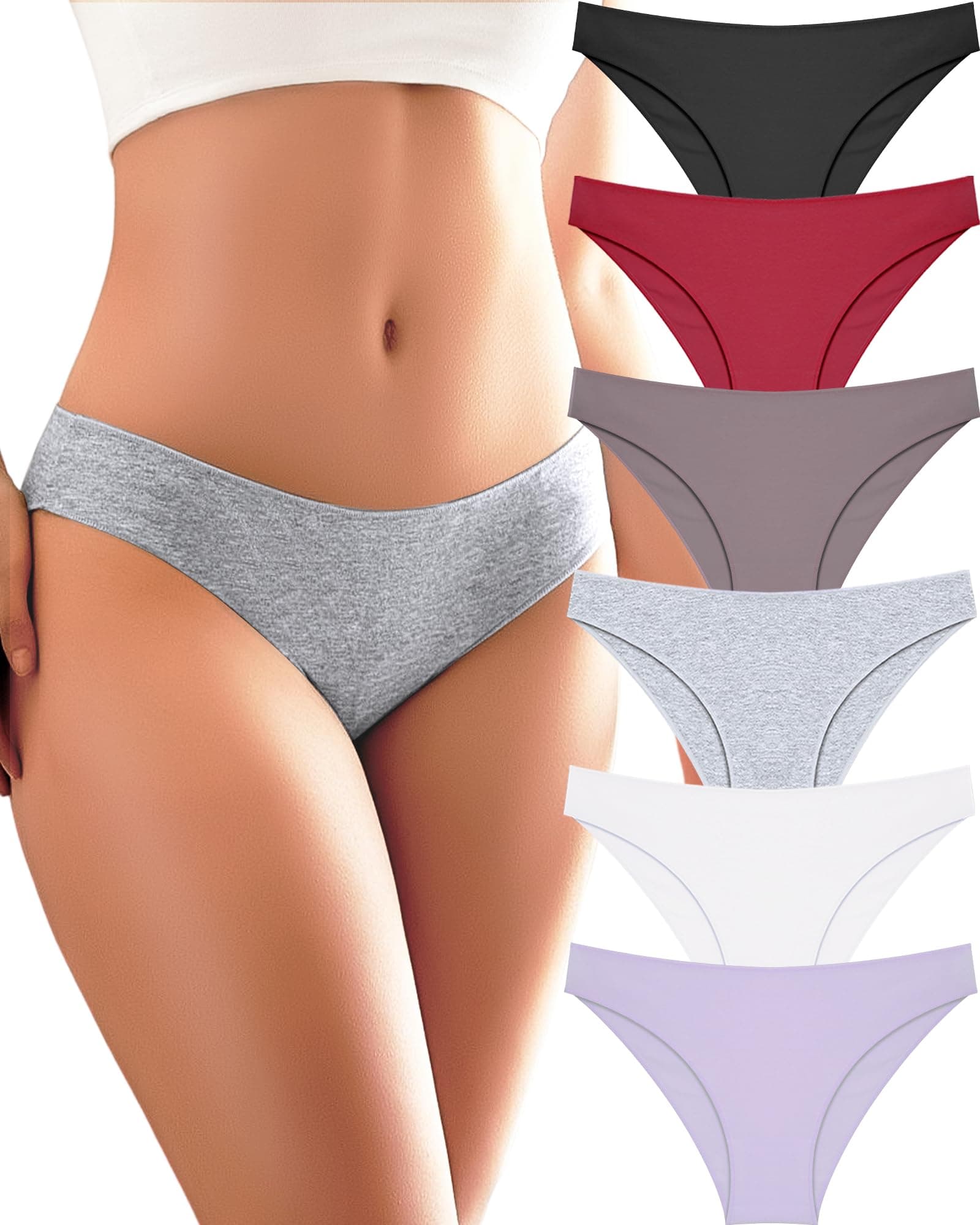 ALL OF ME Paquete de 6 ropa interior de algodón para mujer, conjunto de bragas de algodón para mujer, paquete múltiple, hipster, transpirable, S-XL