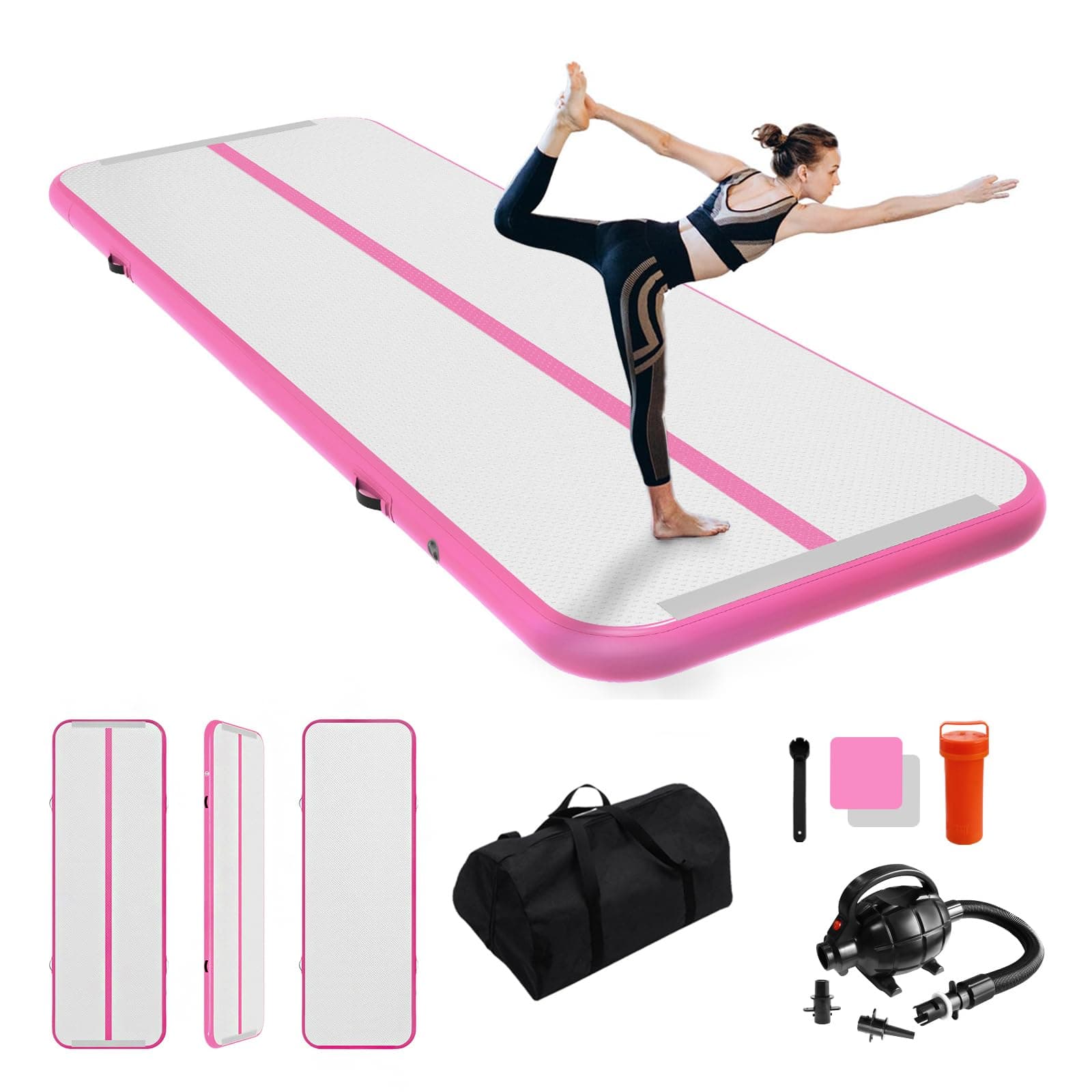 IBATMS Air Track Ginnastica Artistica 3/4/5/6 Metri, Tappeto Ginnastica Artistica da Casa con Pompa Elettrica, Tappetino Gonfiabile per Allenamento Yoga Cheerleading Fitness