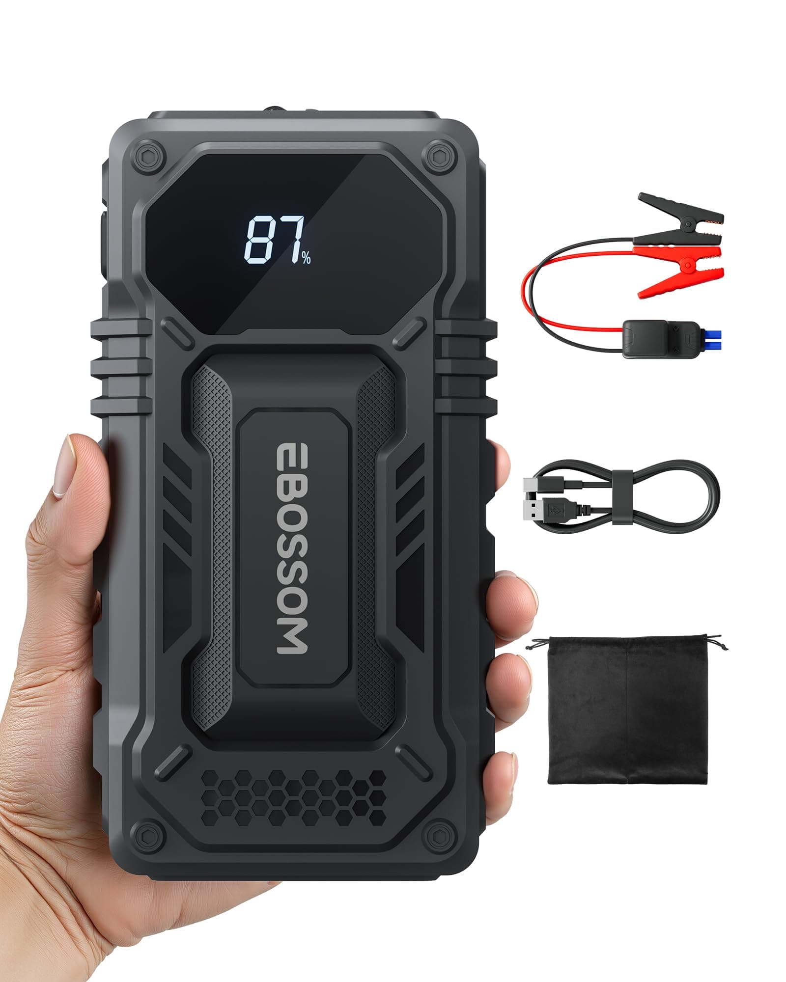 Booster Avviamento Auto, Avviatore Portatile, 10000mAh Avviatore Batteria veicolo, Jump Starter macchina con LED Torcia, Ricarica USB, Kit di Viaggio e Attrezzi di Emergenza