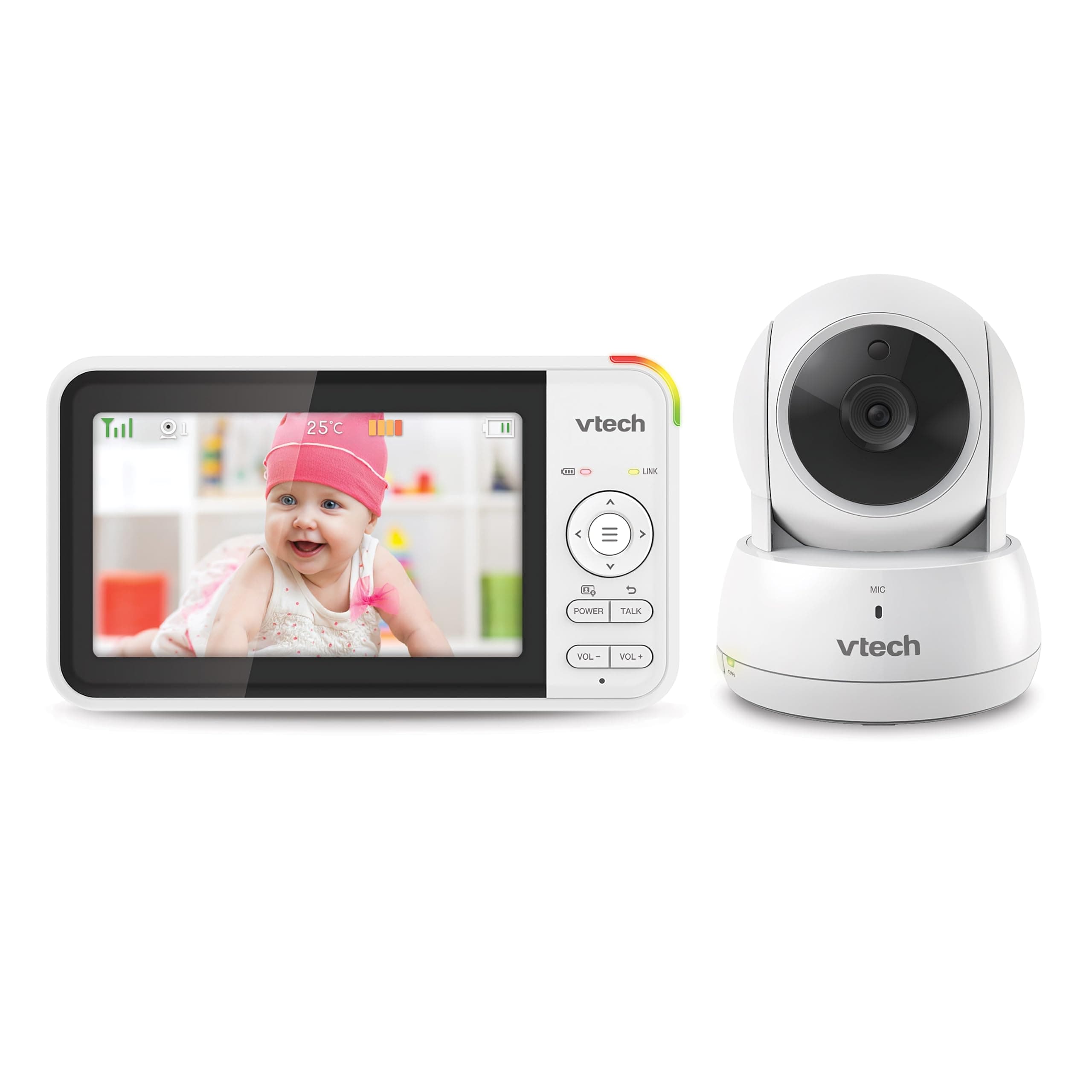 VTech VM924 Baby Monitor with Camera, Pan&Tilt,Video Baby Monitor with 5" LCD Screen,Up to 17 Hrs Battery Life,1.33x Zoom,Night Vision,300m Long Range,Soothing Sounds,2-Way Talk,Secured Transmission