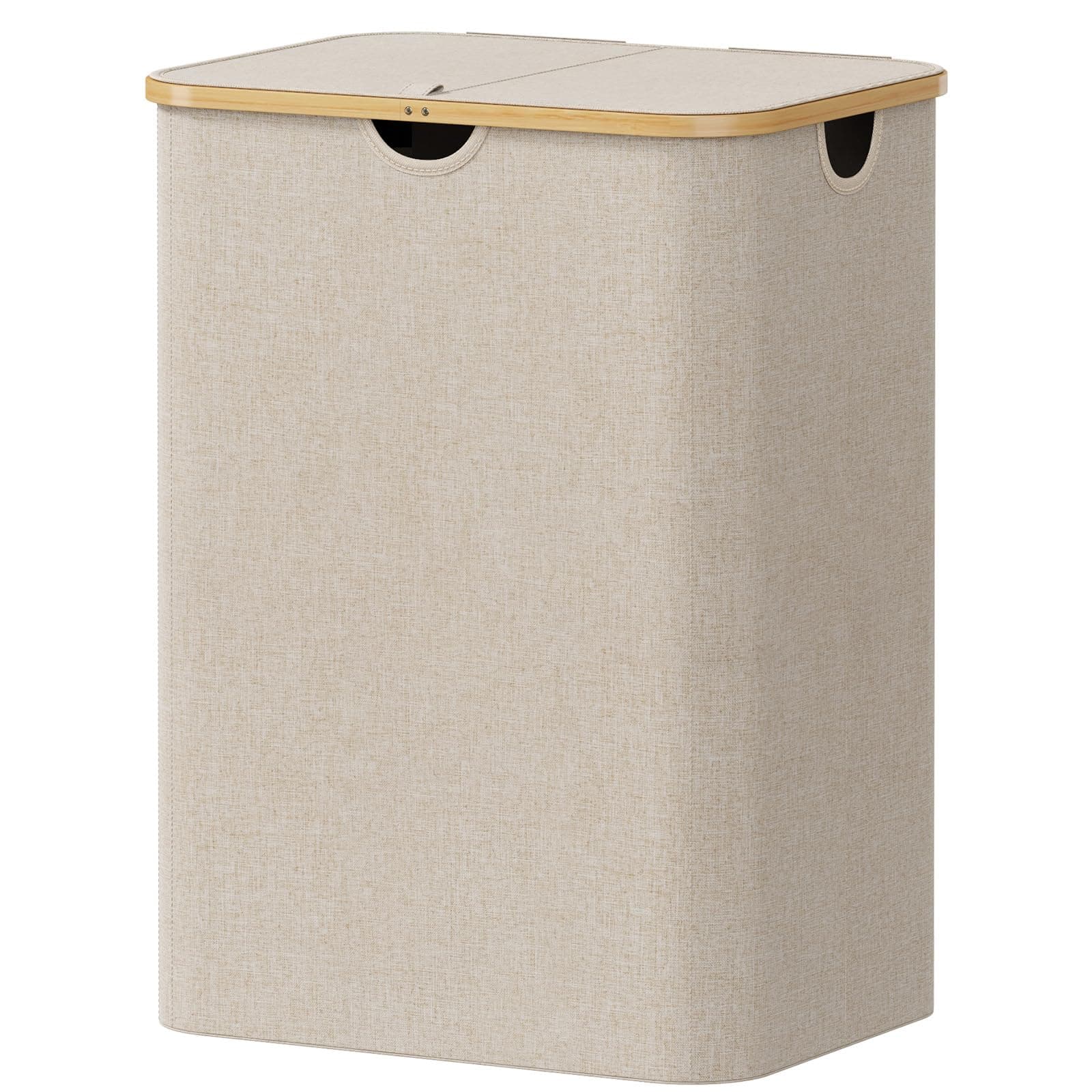 Lifewit Panier a Linge Sale avec Couvercle, Grand Corbeille Linge Pliable en Bambou avec Sac Intérieur, Panière Linge, Laundry Basket pour Chambre, Salle de Bain, Buanderie, 150 L, Beige