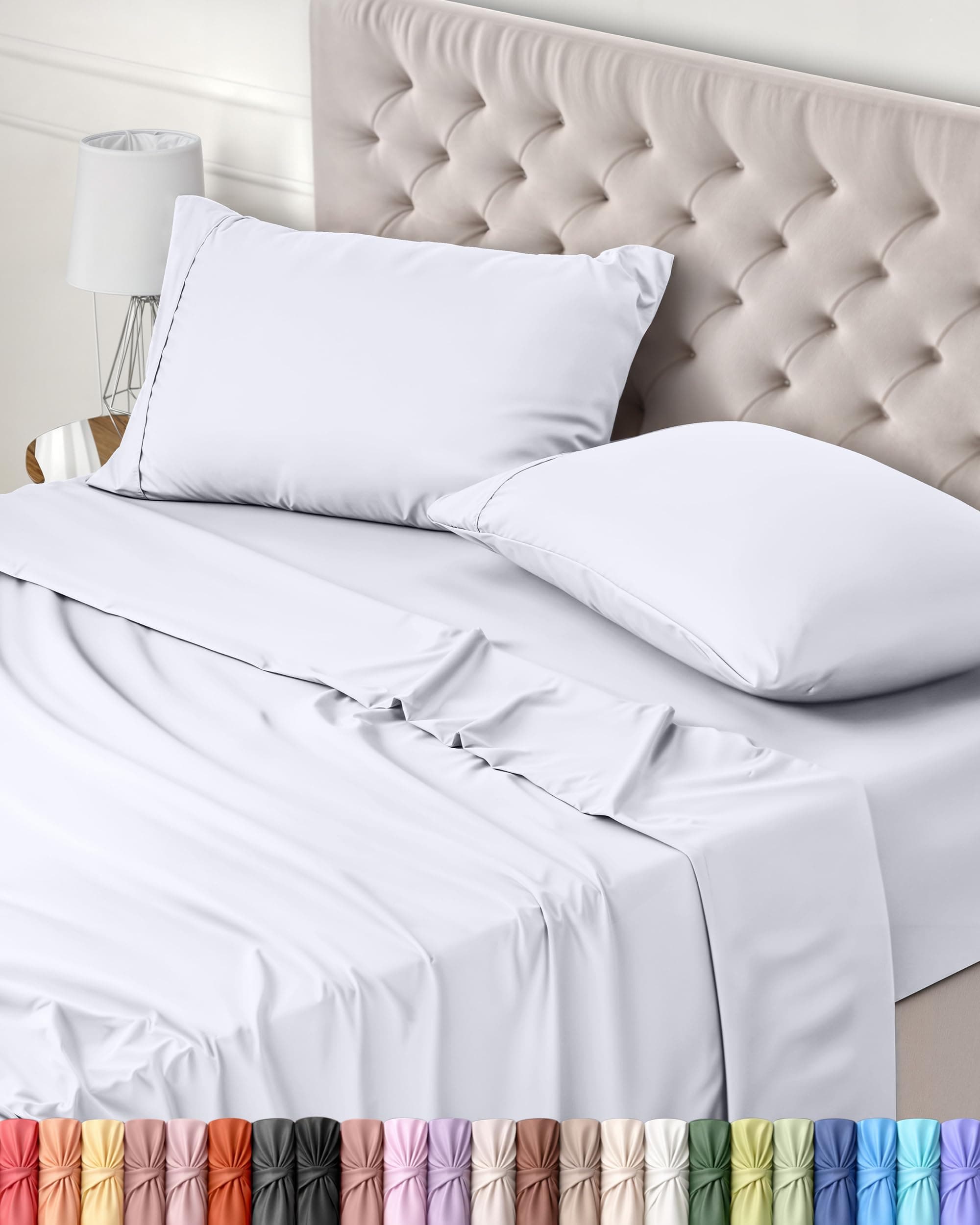 Utopia Bedding Juego de Sabanas 4 Piezas 150x200 - Poliéster Microfibra Cepillada - Oeko-Tex Certificado - Sábana Bajera, Sábana Plana y 2 Fundas de Almohada 50x75 (Cama 150, Blanco)