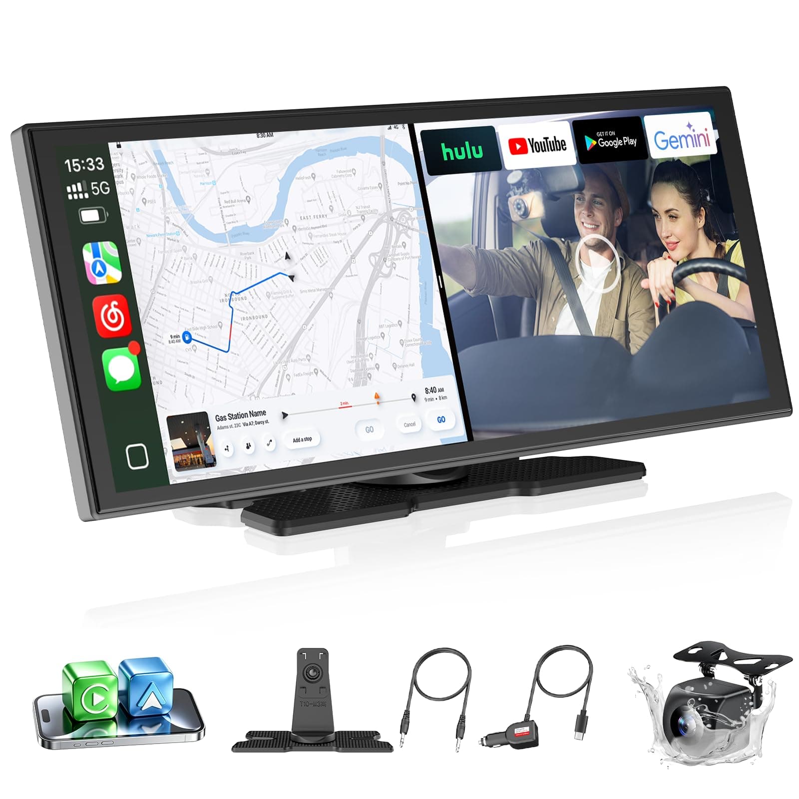 OTTOCAST Ottoscreen AI, Wireless CarPlay Android Auto Display 11,4 Pollici Schermo per Auto Car Play con Telecamera di Retromarcia, con Navigazione Bluetooth FM, Android 15 OS