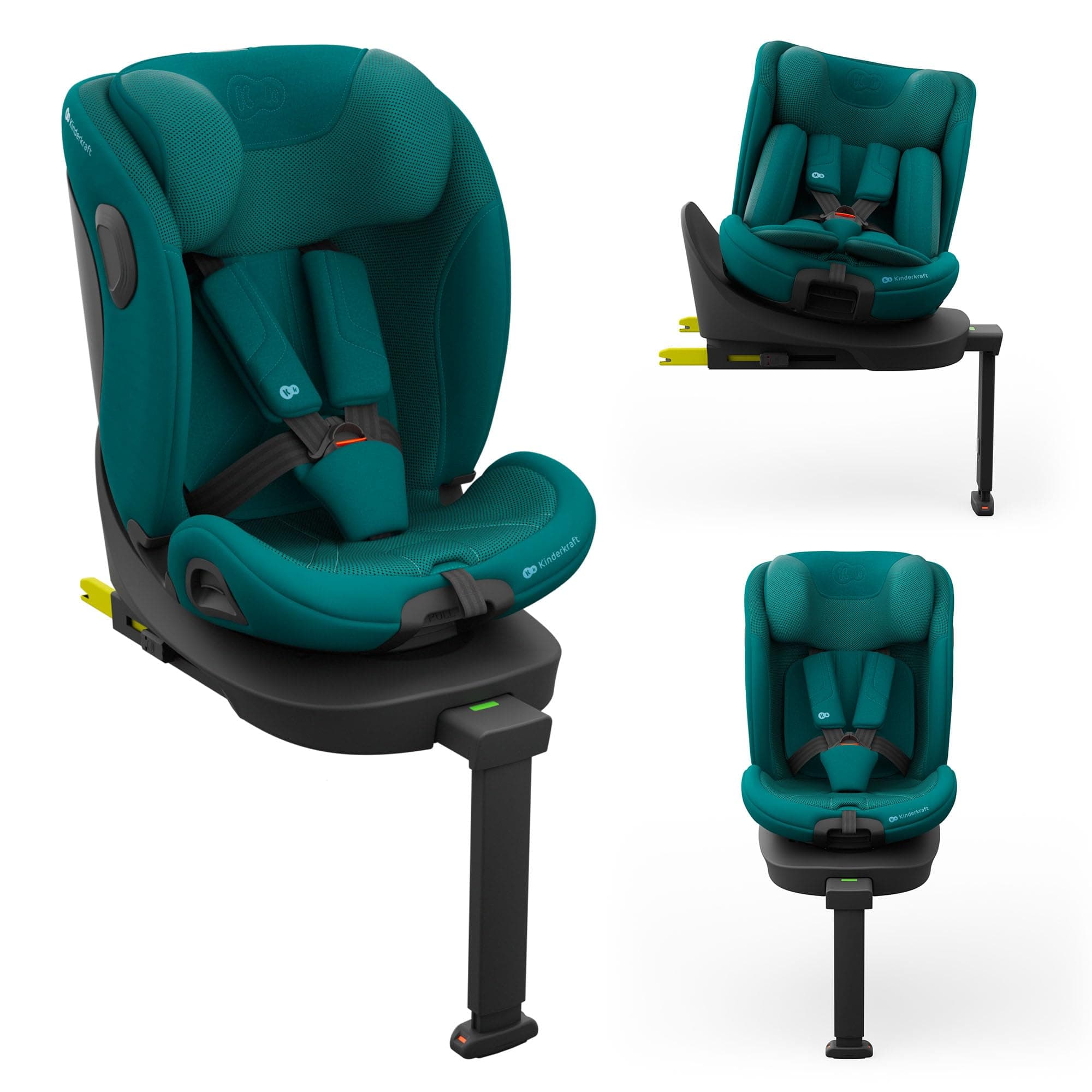 Kinderkraft I-360 2 PRO, siège auto 4 en 1, 40-150 cm, installation ISOFIX facile, 5 positions d'assise, de 0 à 36 kg, EASY SPIN 360° pour un chargement et un déchargement faciles, Vert