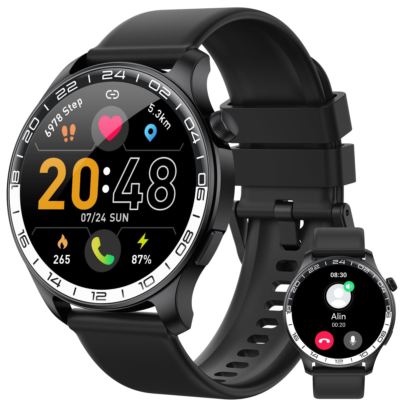 2026 Smartwatch Uomo Donna, 1.43" HD AMOLED Orologio Smartwatch con Chiamate e Whatsapp, Orologio Digitale con 100+Sport, SpO2/Sonno/Cardiofrequenzimetro, IP68 Impermeabile Smart Watch per iOS Android
