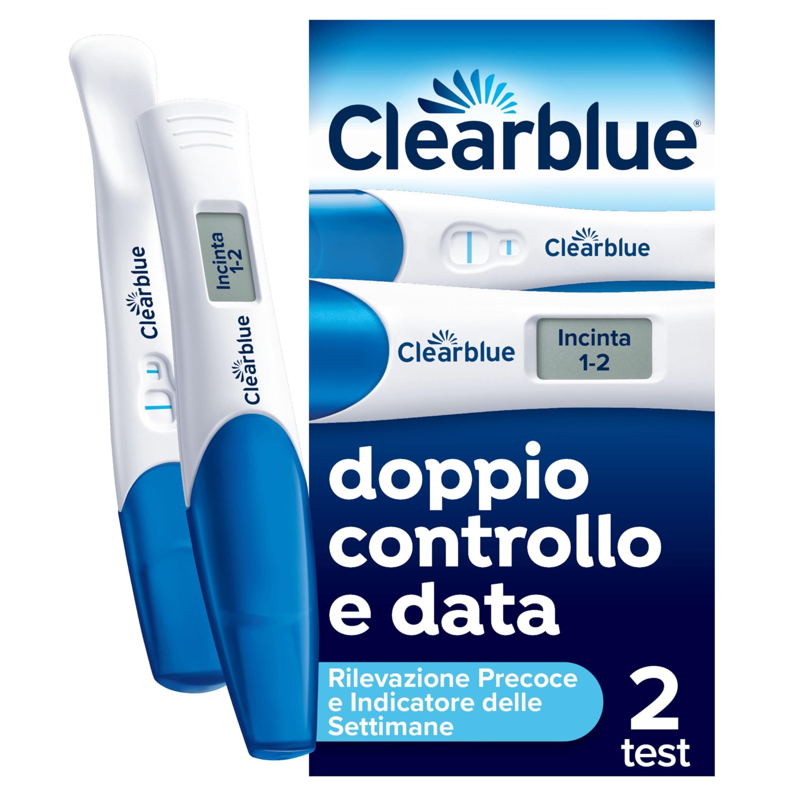 Test di gravidanza Clearblue Ultra Precoce Pacchetto combinato doppio controllo e data, Risultati 6 giorni prima e ti dice da quante settimane, 2 test