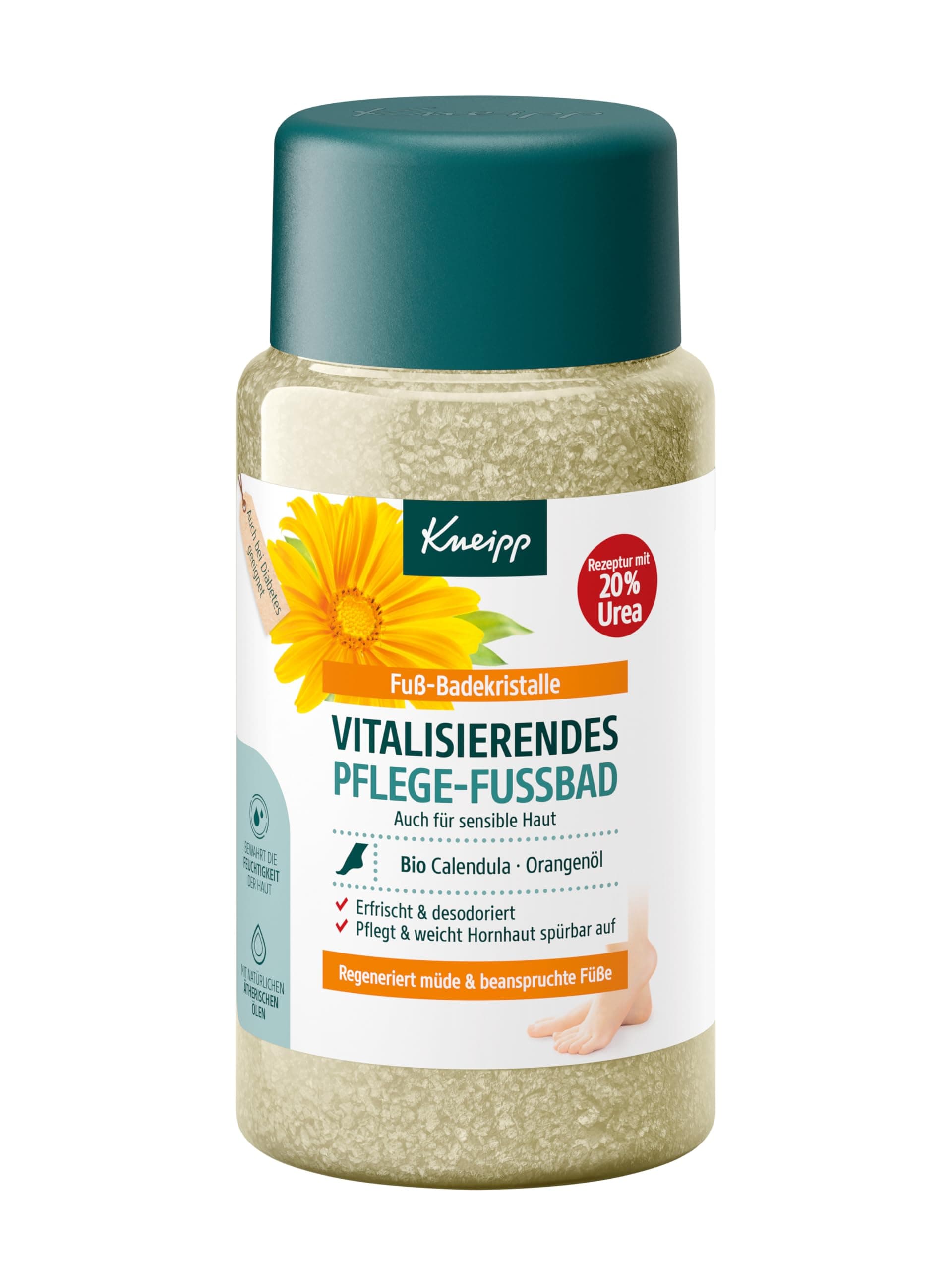 Kneipp Vitalisierendes Pflege-Fußbad - Fußbadekristalle - Auch für sensible Haut - Rezeptur mit 20% Urea - 600 g