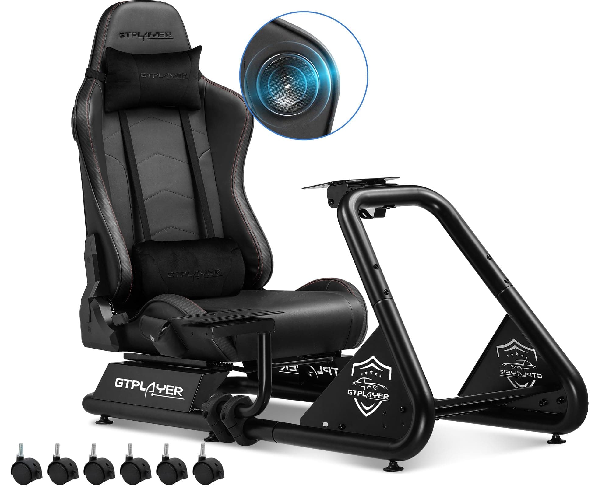 GTPLAYER Simulator Cockpit, sim Racing Cockpit, Soporte para Volante con Altavoces, Compatible con Varios Modelos de Volante y Pedales