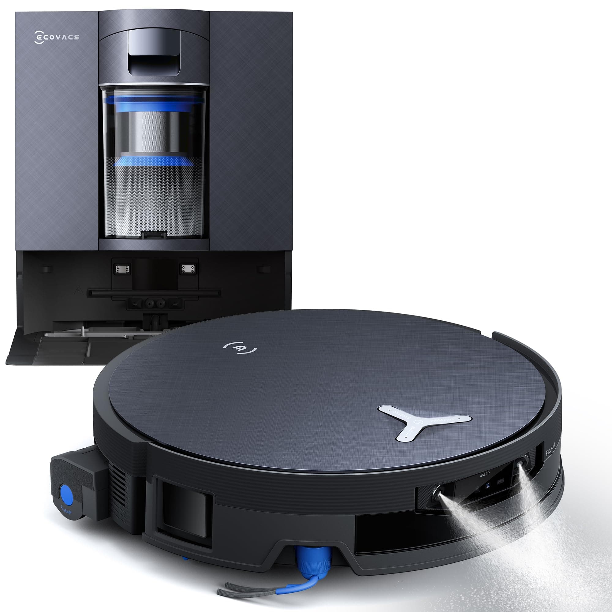 ECOVACS X12 OmniCyclone Aspirateur Robot, Blast, 22 000 Pa, pré-Dissolution des Taches FocusJet, PowerBoost, OZMO Roller 3.0, Rouleau Extensible et Qui se lève, vidage Automatique PureCyclone 2.0