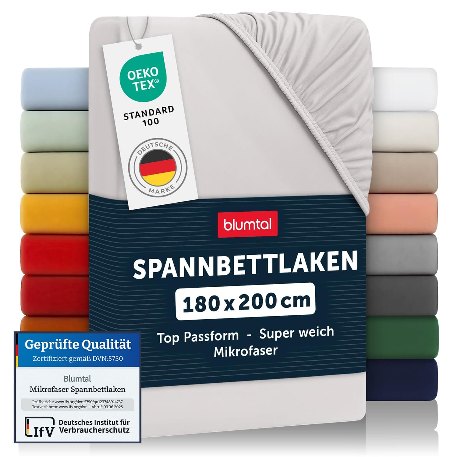 Blumtal Basics Spannbettlaken für Super-Kingsize-Betten aus gebürsteter Mikrofaser, superweiche Bettlaken, geeignet für Matratzen mit einer Höhe bis zu 25 cm, Moonlight Grey