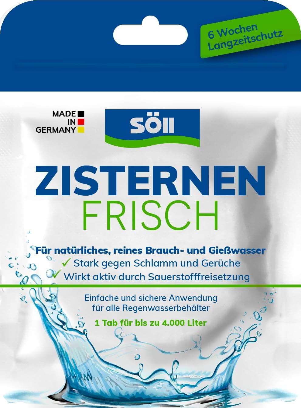 Söll 83543 ZisternenFrisch, 1 Tab - Pflegemittel zur Wasseraufbereitung von Regenwassertonnen und Zisternen, mit Aktivsauerstoff