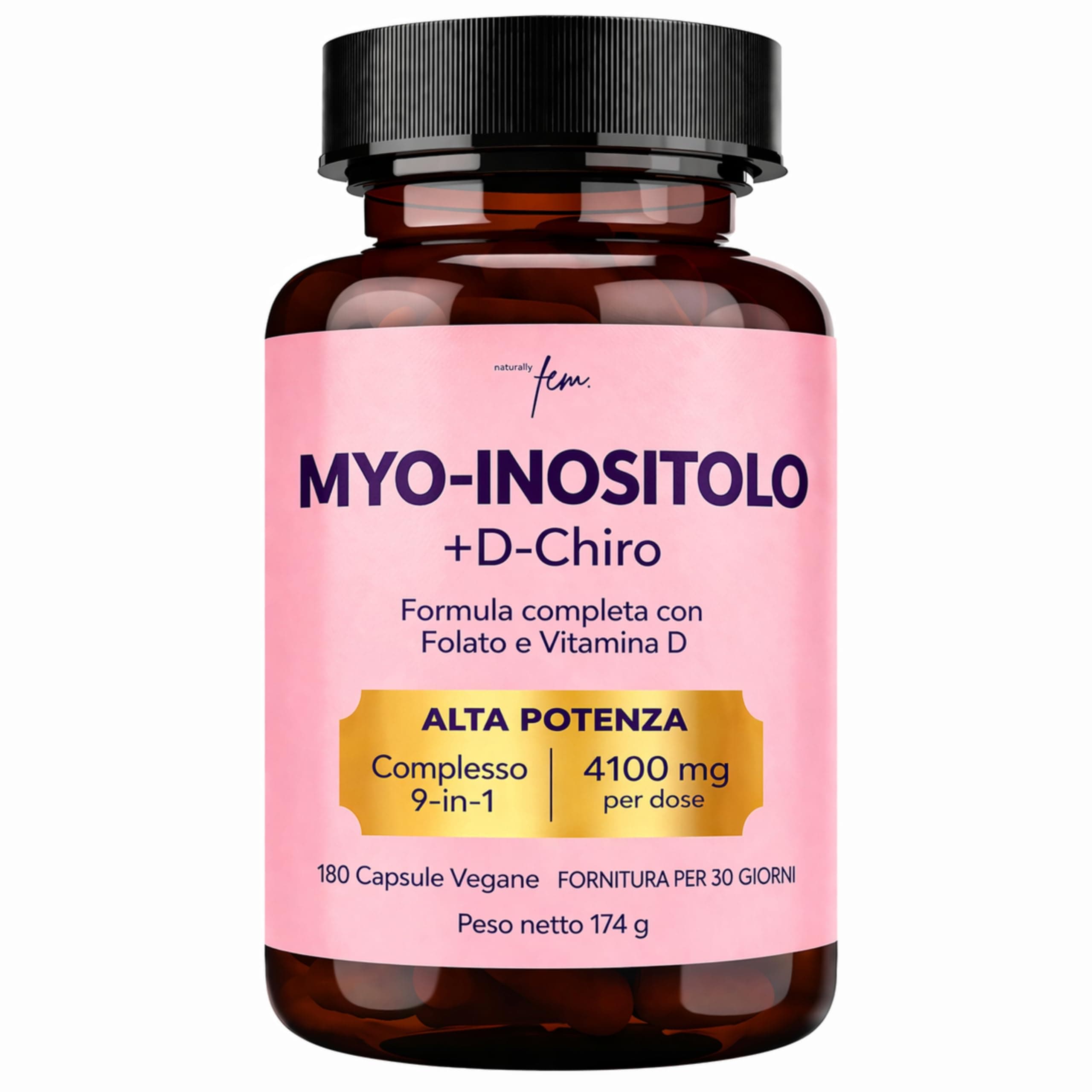 Myo Inositolo e D-Chiro Inositolo Integratore 4100mg - Capsule Vegane - Supporto Metabolico, Equilibrio Ormonale e Benessere Psicologico - 9-in-1, Folato 5-MTHF, Cromo, Zinco, Vitamine B6, B12 e D3