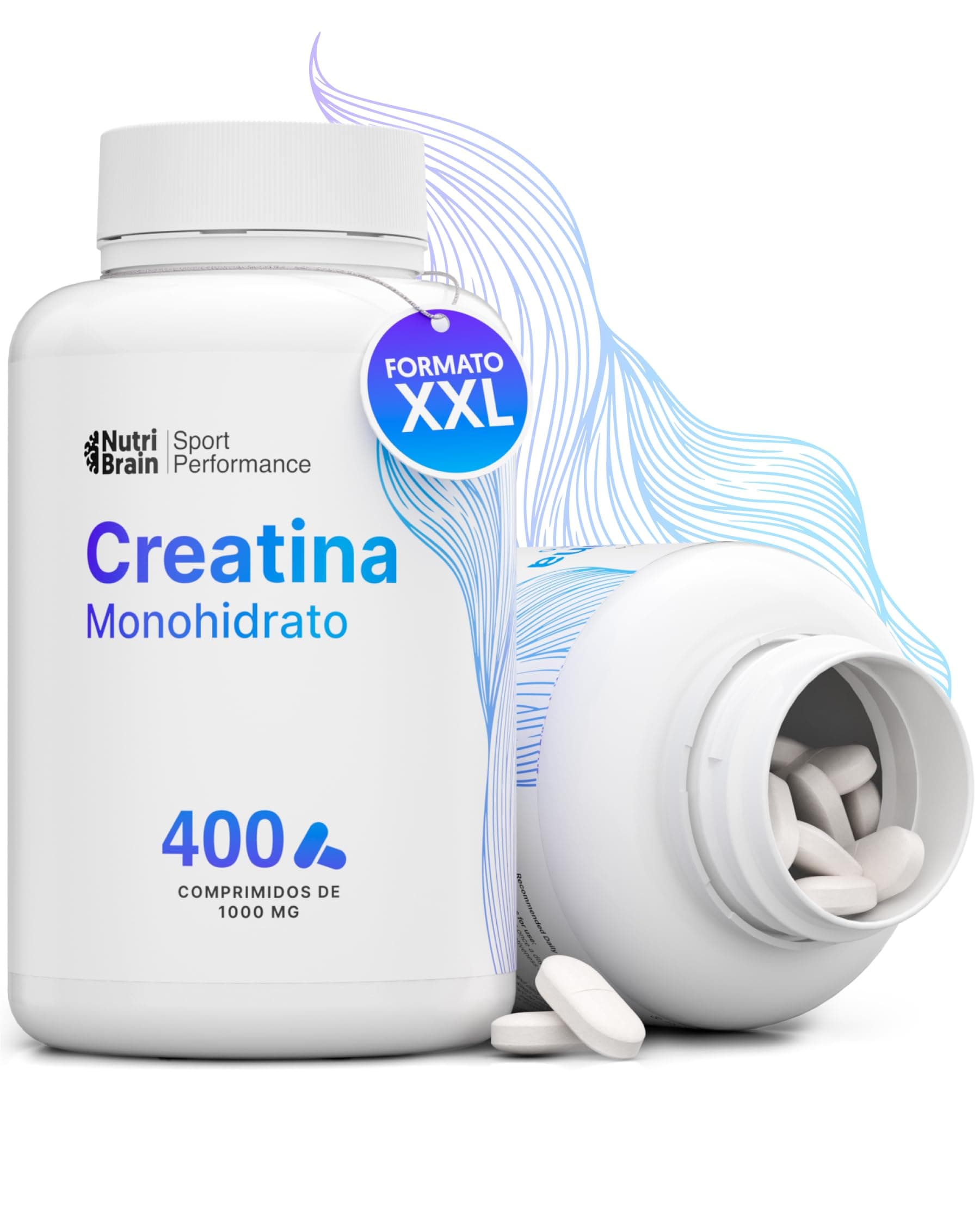 Creatina Monohidratada 3000 mg – 400 comp | Mejora Fuerza, Masa Muscular, Resistencia, Recuperación, Energía y Agilidad Mental | Vegano, Sin Gluten, No OGM | Para Hombre y Mujer