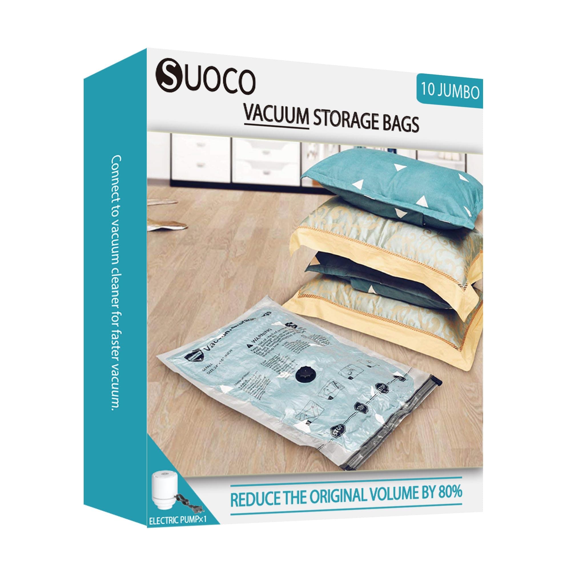 Bolsas de almacenamiento al vacío 10 jumbo con bomba eléctrica