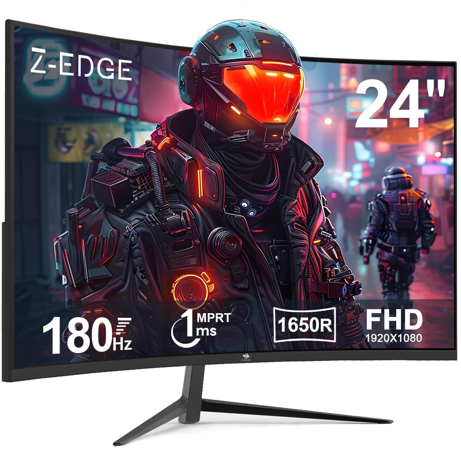 Z-Edge Monitor Gaming Curvo 24 Pulgadas 180 Hz, FHD(1920x1080), 1ms, FreeSync, Pantalla PC LED con DP Cable, 1650R VA, Inclinación Ajustable, 300cd/m², HDMI2.1& DP1.4, 178° ángulo de visión