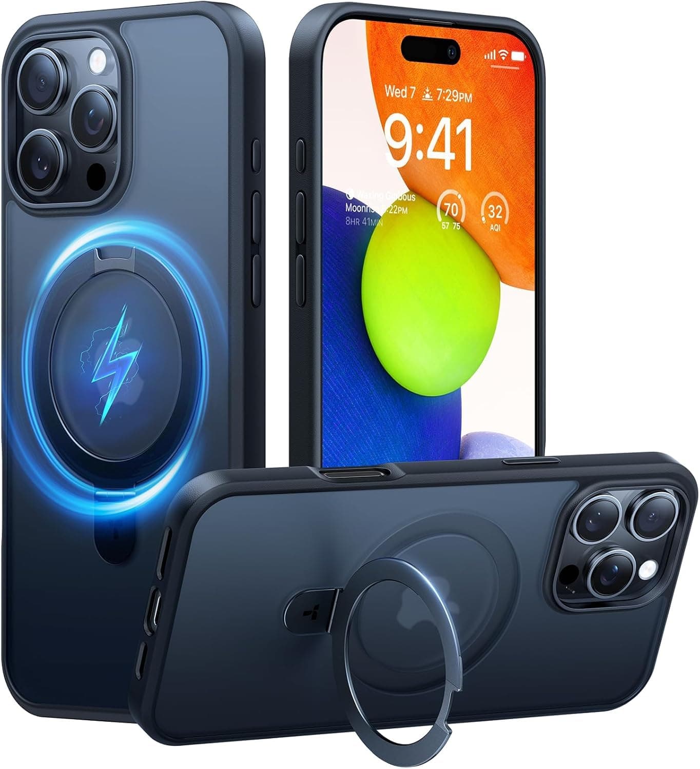 TORRAS Ostand Q1 Guardian für iPhone 16 Pro Hülle für MagSafe (Unsichtbarer Ständer, Nr.1 Magnetkraft,Umfassender Militärischer Schutz) Handyhülle iPhone 16 Pro Case All-in-One Schwarz