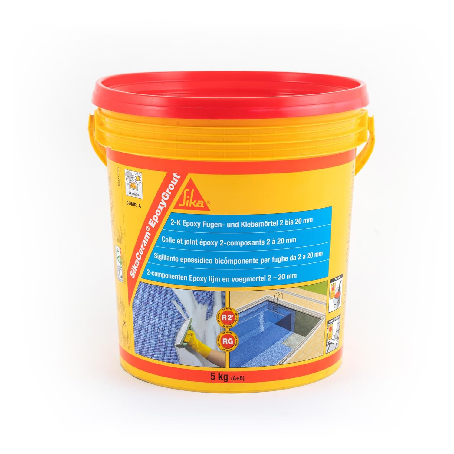 SIKA - Mortero de rejuntado epoxi - SikaCeram EpoxyGrout - Luna - de alta resistencia - para baldosas y azulejos con espesores de 2 a 20 mm - 5kg,El embalaje puede variar