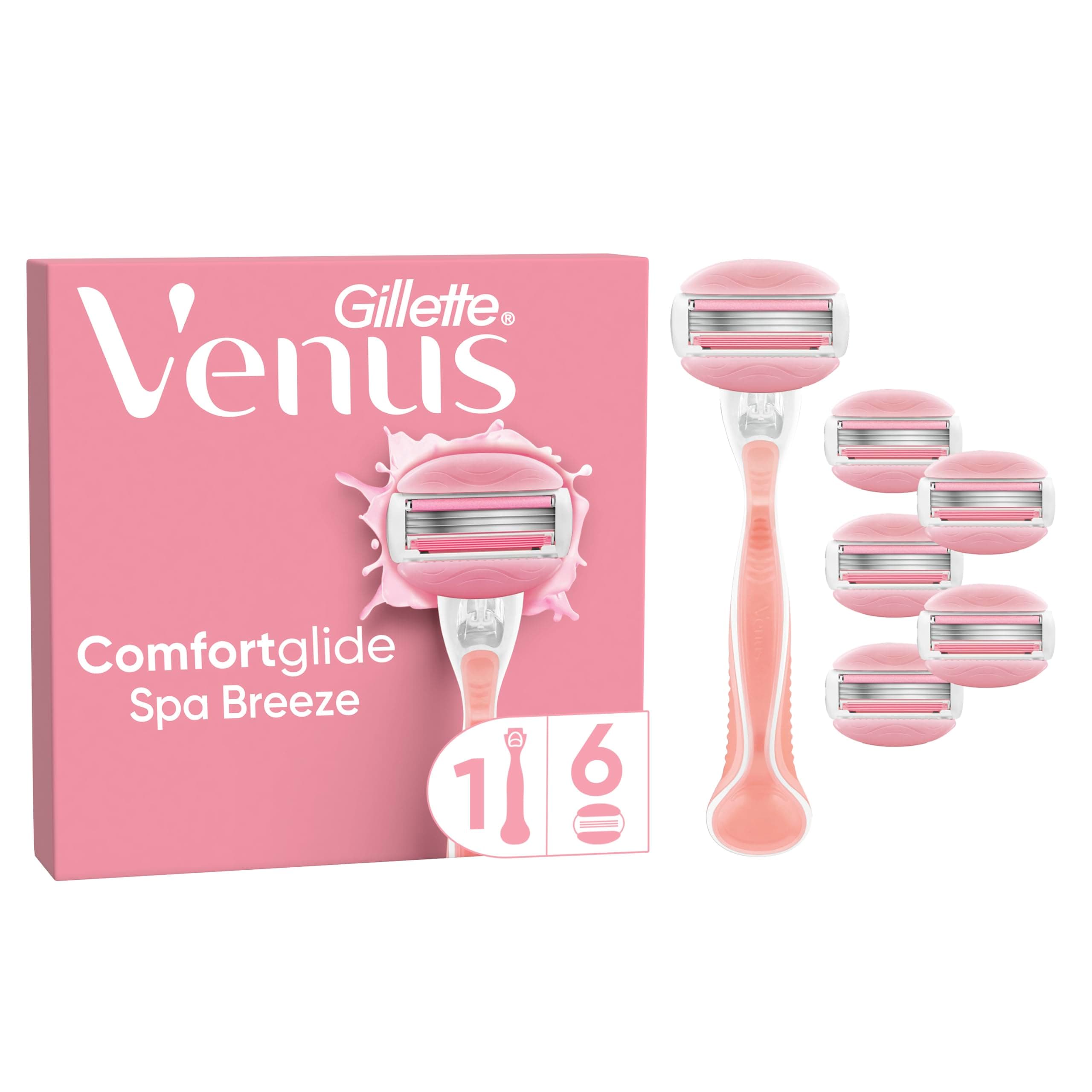 Gillette Venus Comfortglide Spa Breeze, 1 Rasoio Donna Venus, 6 Lamette Donna Da 3 Lame, Per Una Rasatura Liscia E Profonda Che Dura