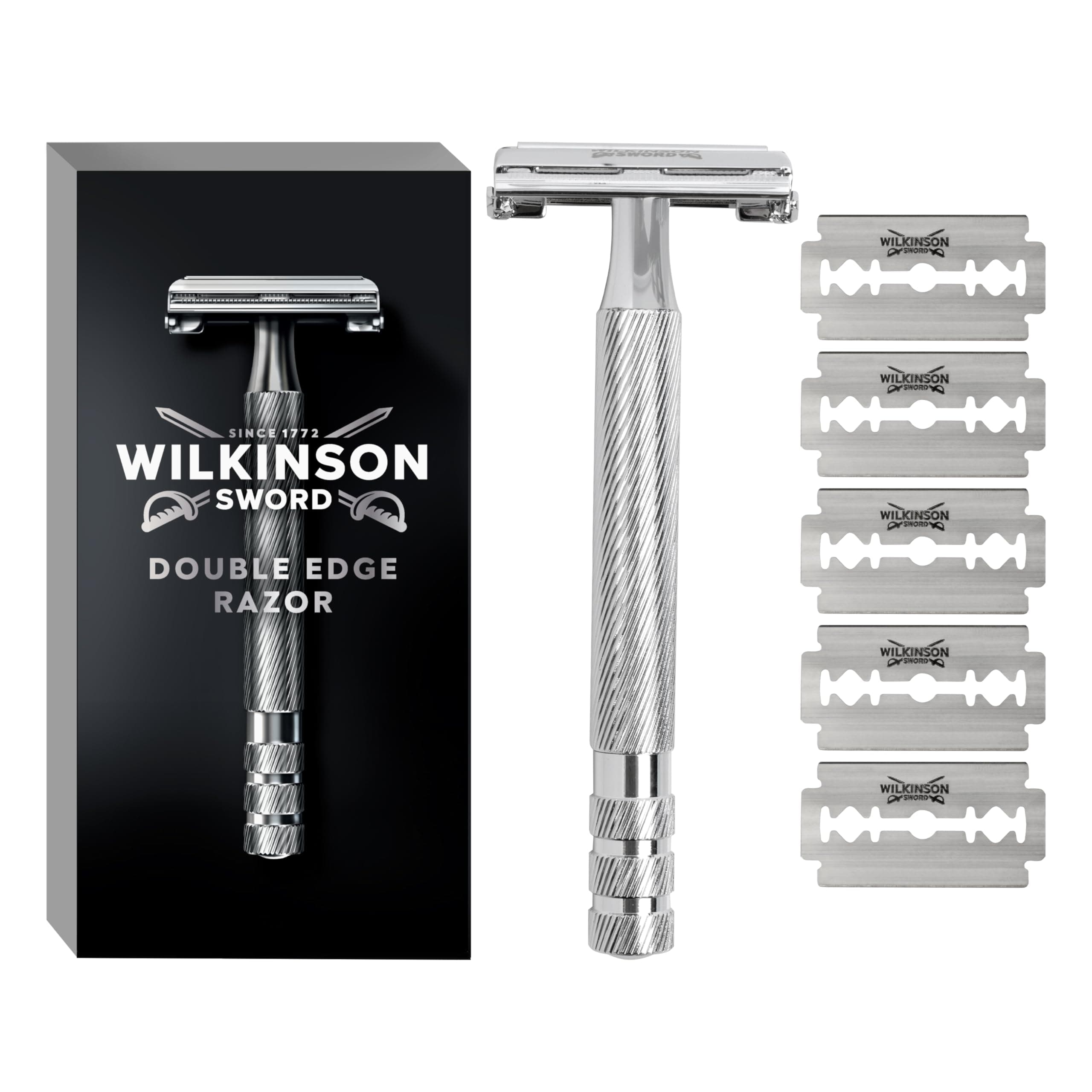 Wilkinson Sword - The Edger Barber's Style - Rasoir Pour Hommes - Rasoir de Sûreté + 5 lames à double tranchant