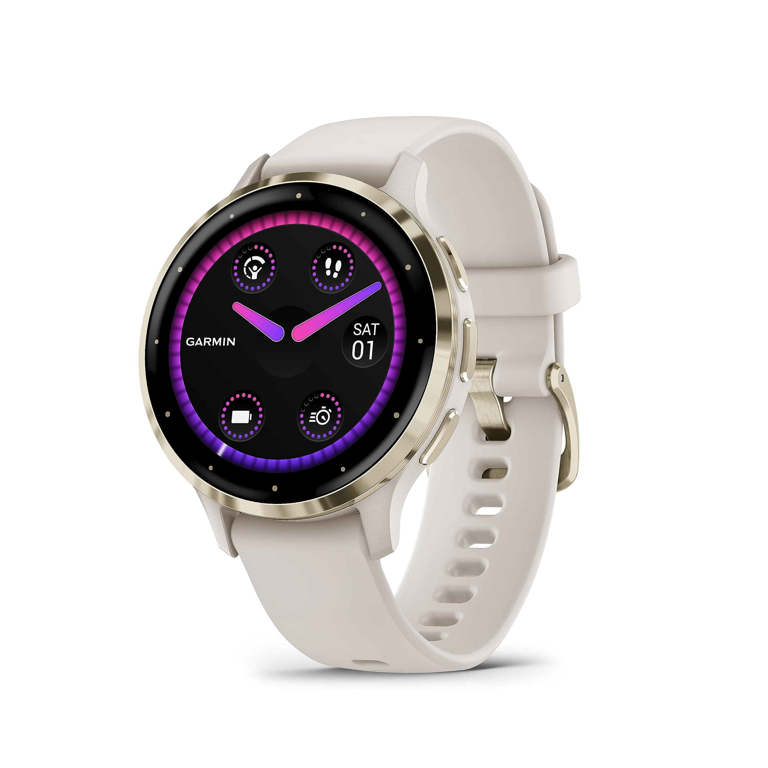 Garmin Venu 3S - Montre connectée GPS Sport et santé - Soft Gold avec Bracelet Ivoire - Boîtier 41 mm