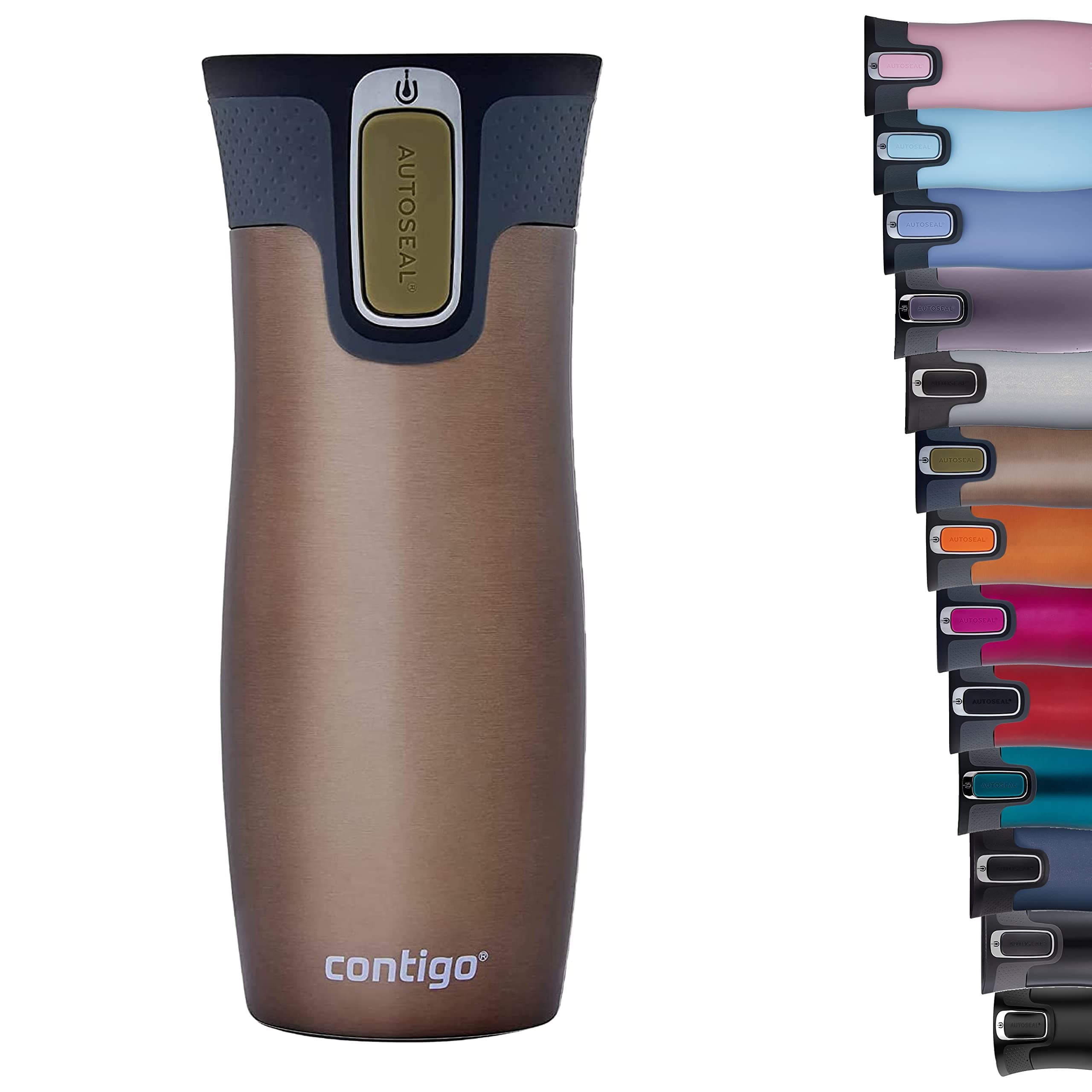 Contigo West Loop Autoseal vaso térmico, vaso aislante de acero inoxidable, termo para café, sin BPA, vaso de viaje antiderrame con tapa de fácil limpieza, mantiene el calor hasta por 5 h, 470 ml