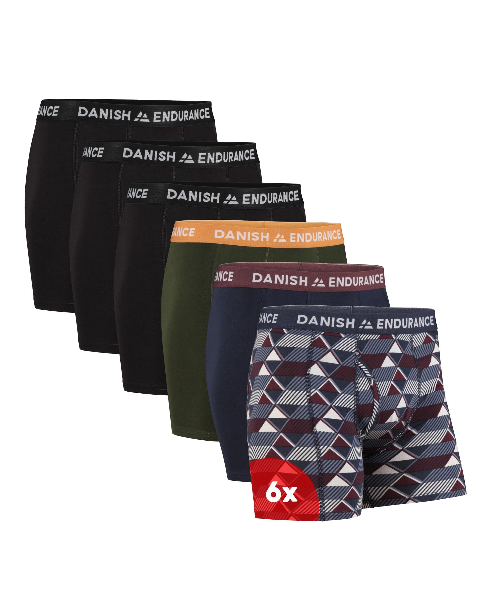DANISH ENDURANCE Boxer Uomo Cotone Elasticizzato, Boxer a Pantaloncino Comodi e Traspiranti, Cuciture Piatte, con o Senza Patta Frontale, 6 Paia